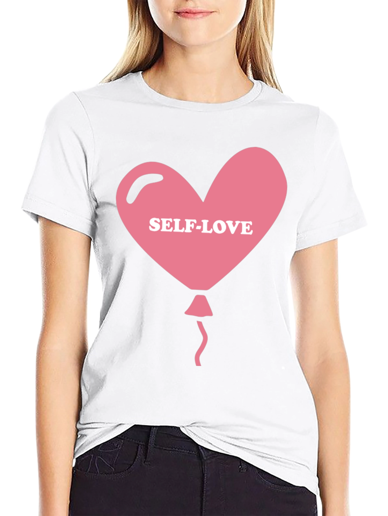 Self-Love Heart Balloon Black T-Shirt