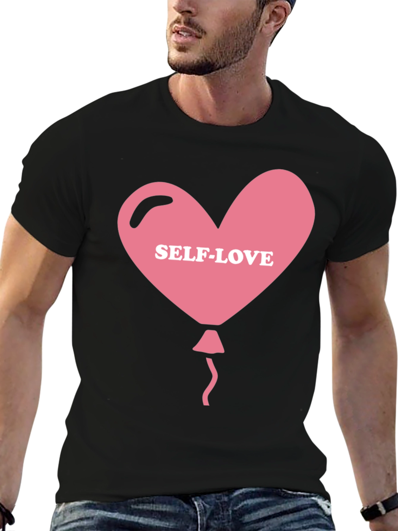 Self-Love Heart Balloon Black T-Shirt