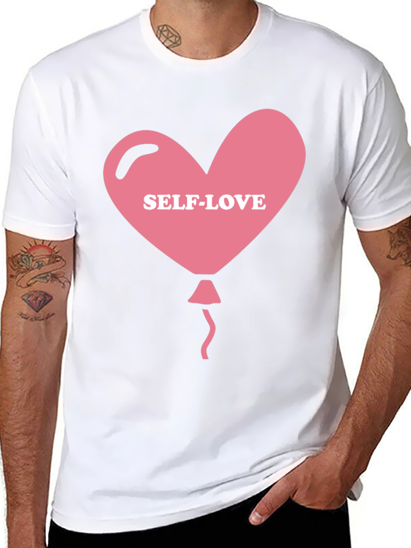 Self-Love Heart Balloon Black T-Shirt