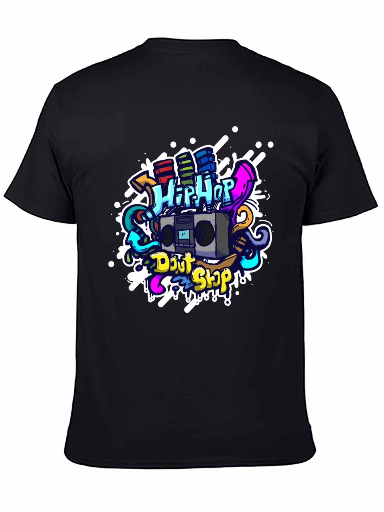 Hip Hop Graffiti Graphic T-Shirt - Black