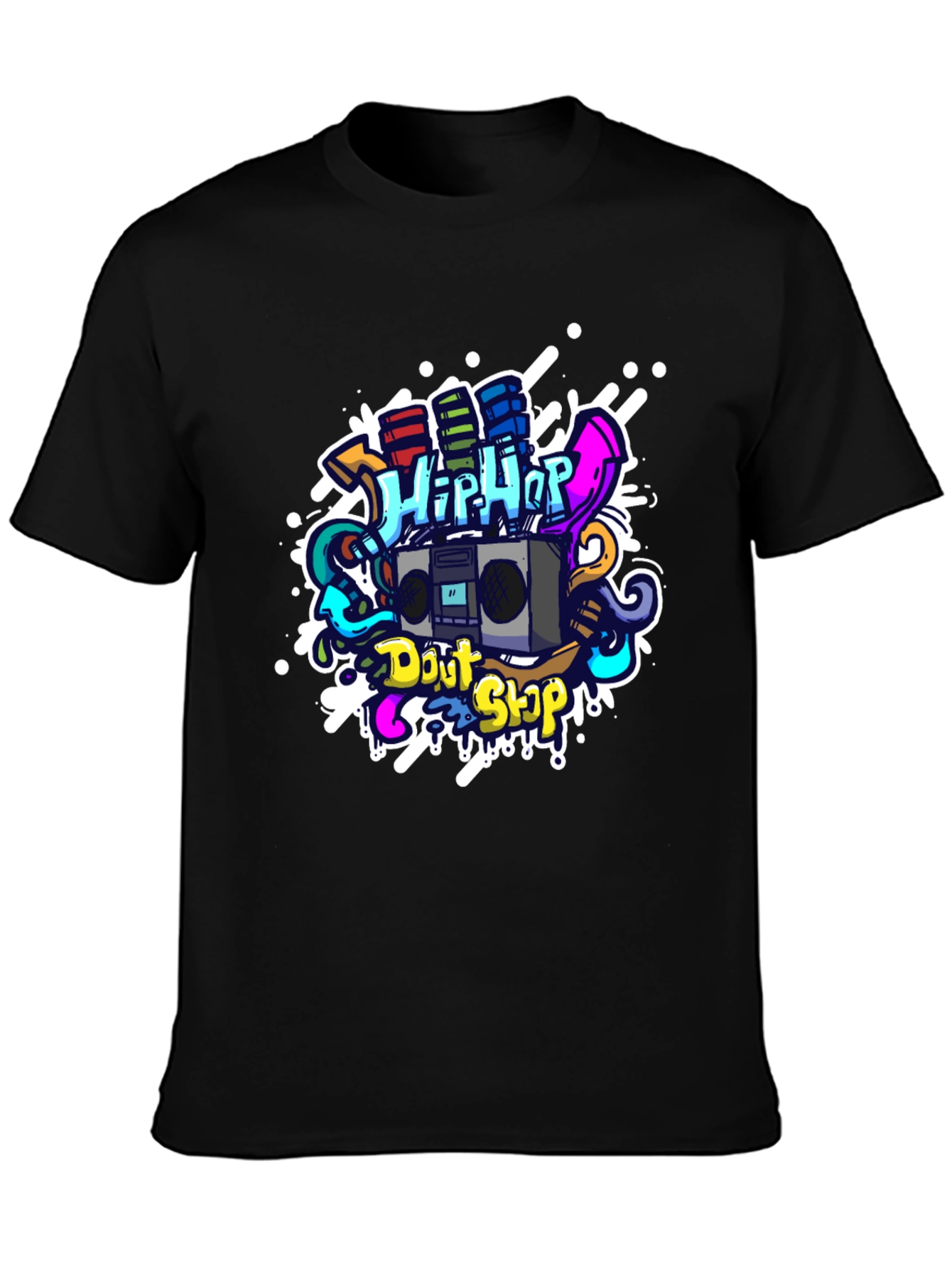 Hip Hop Graffiti Graphic T-Shirt - Black