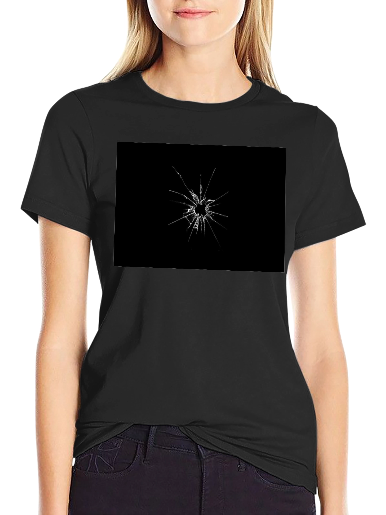 Shattered Glass Graphic Black T-Shirt