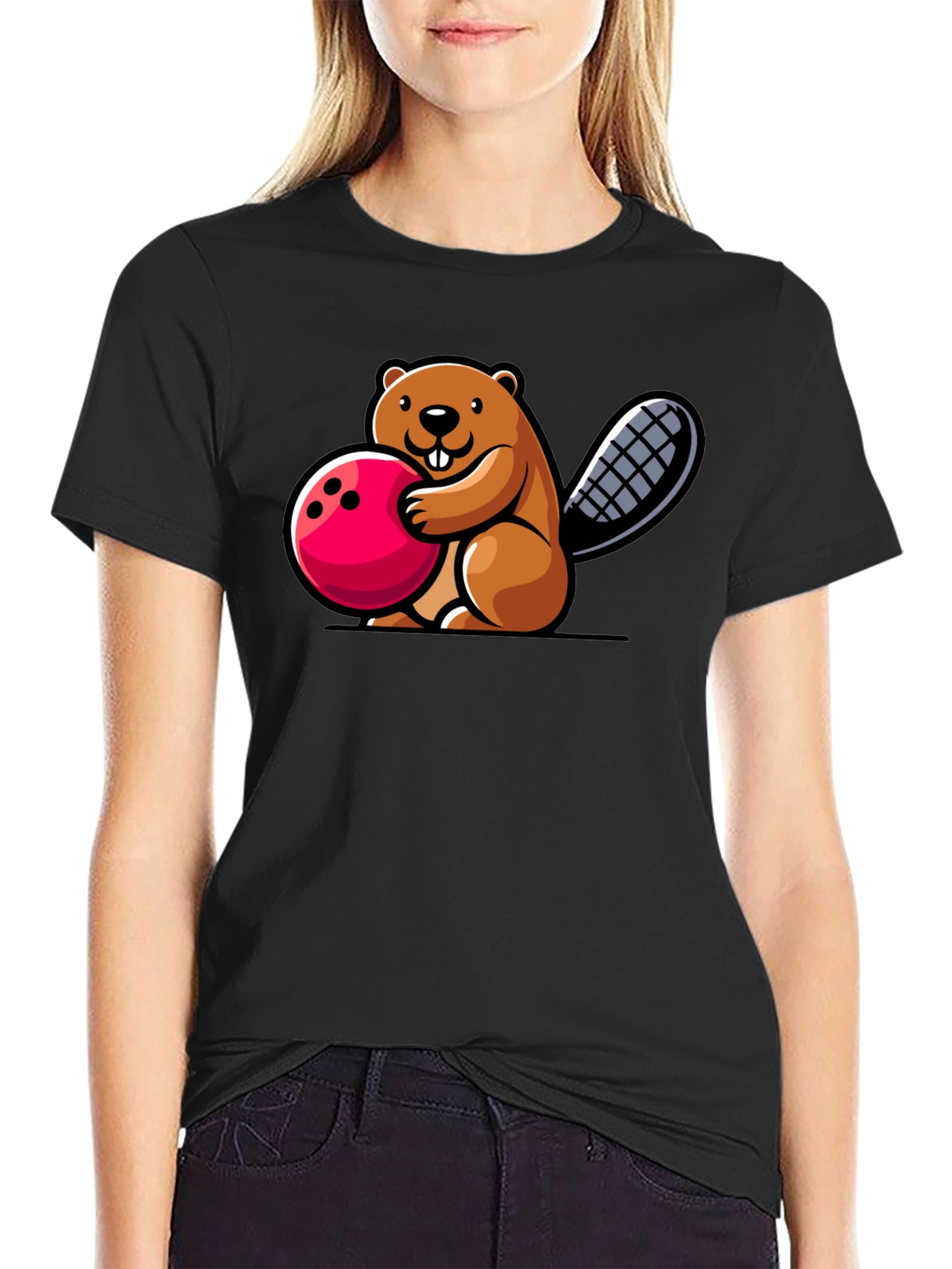 Bowling Beaver Graphic Tee - Fun Unique Design