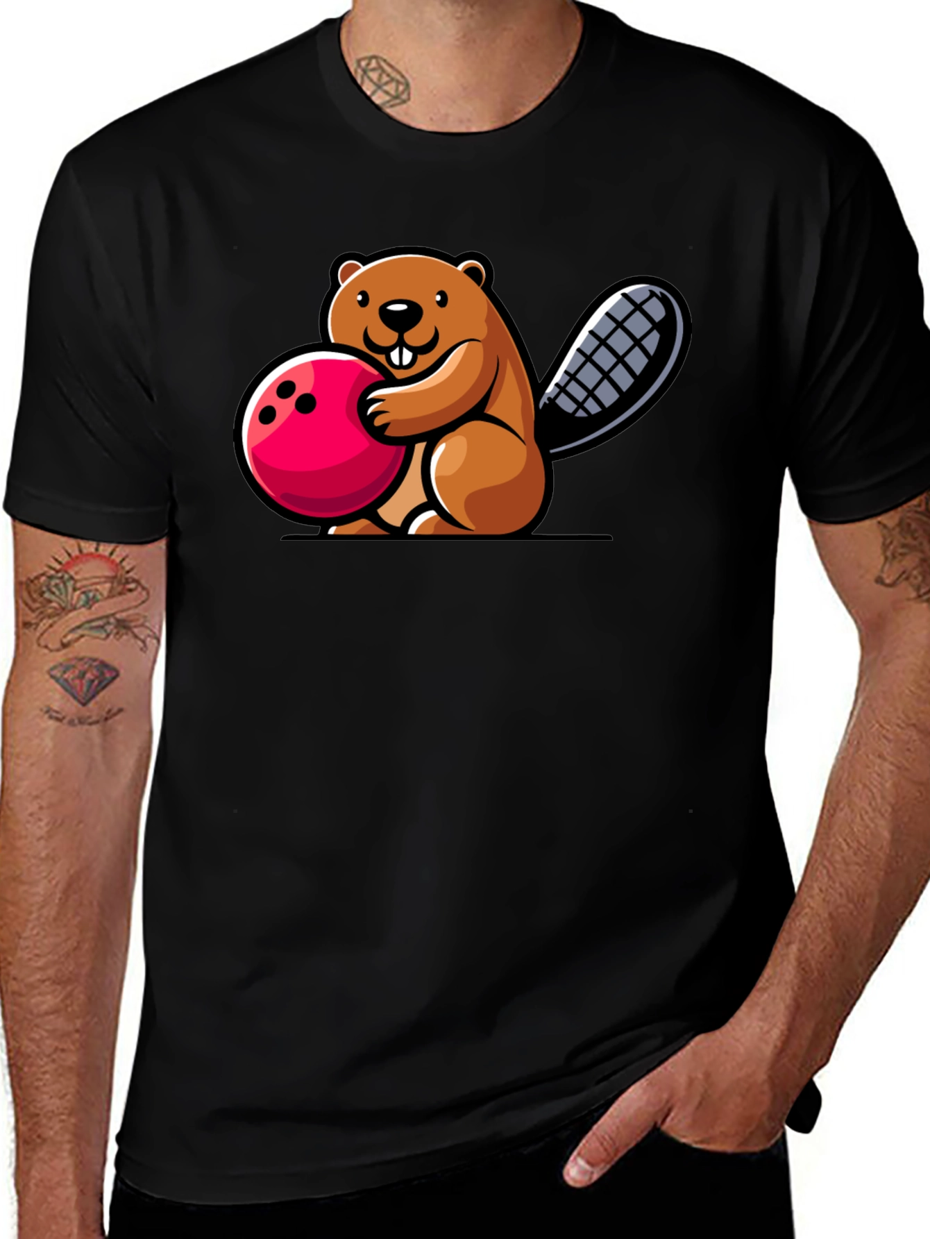 Bowling Beaver Graphic Tee - Fun Unique Design