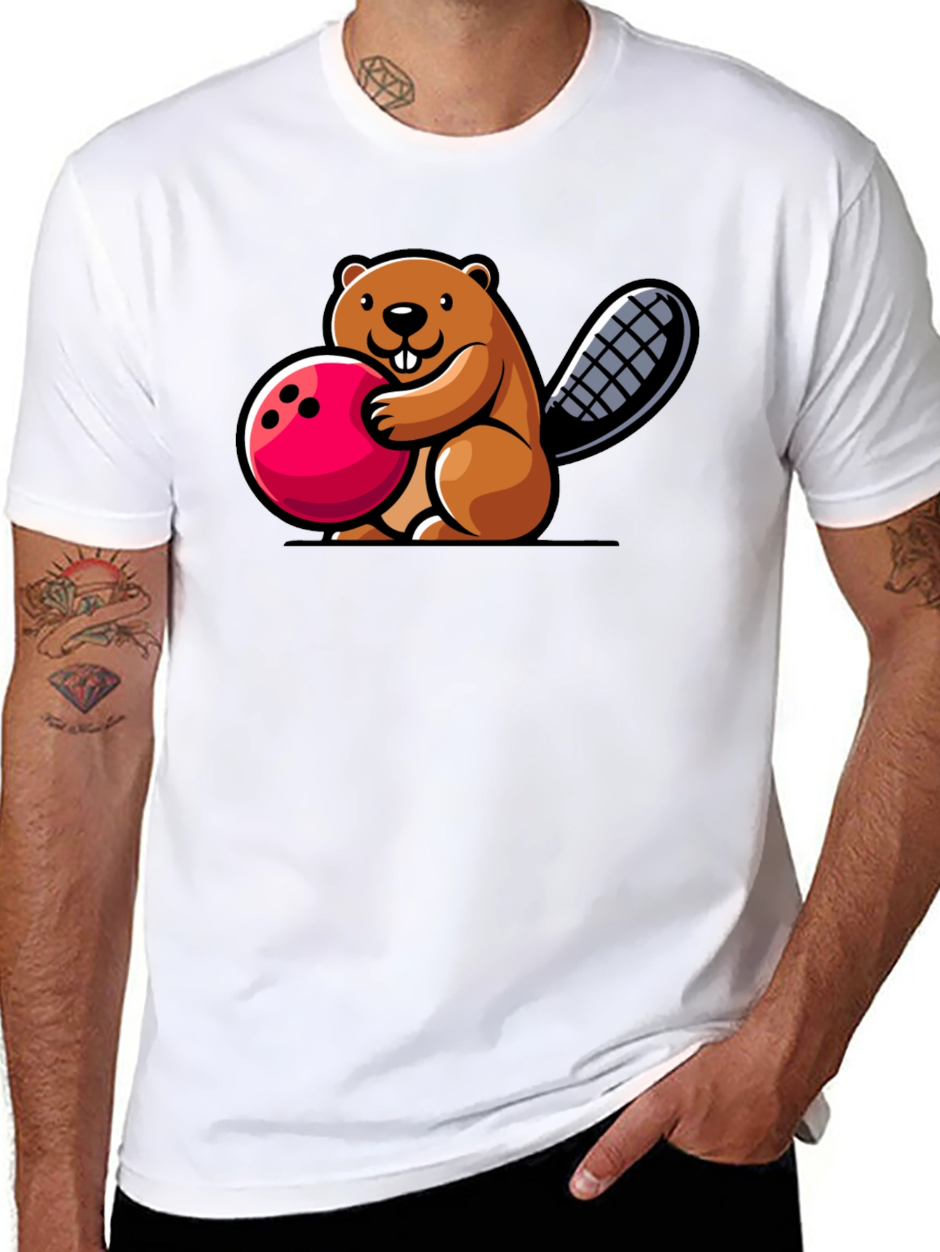 Bowling Beaver Graphic Tee - Fun Unique Design