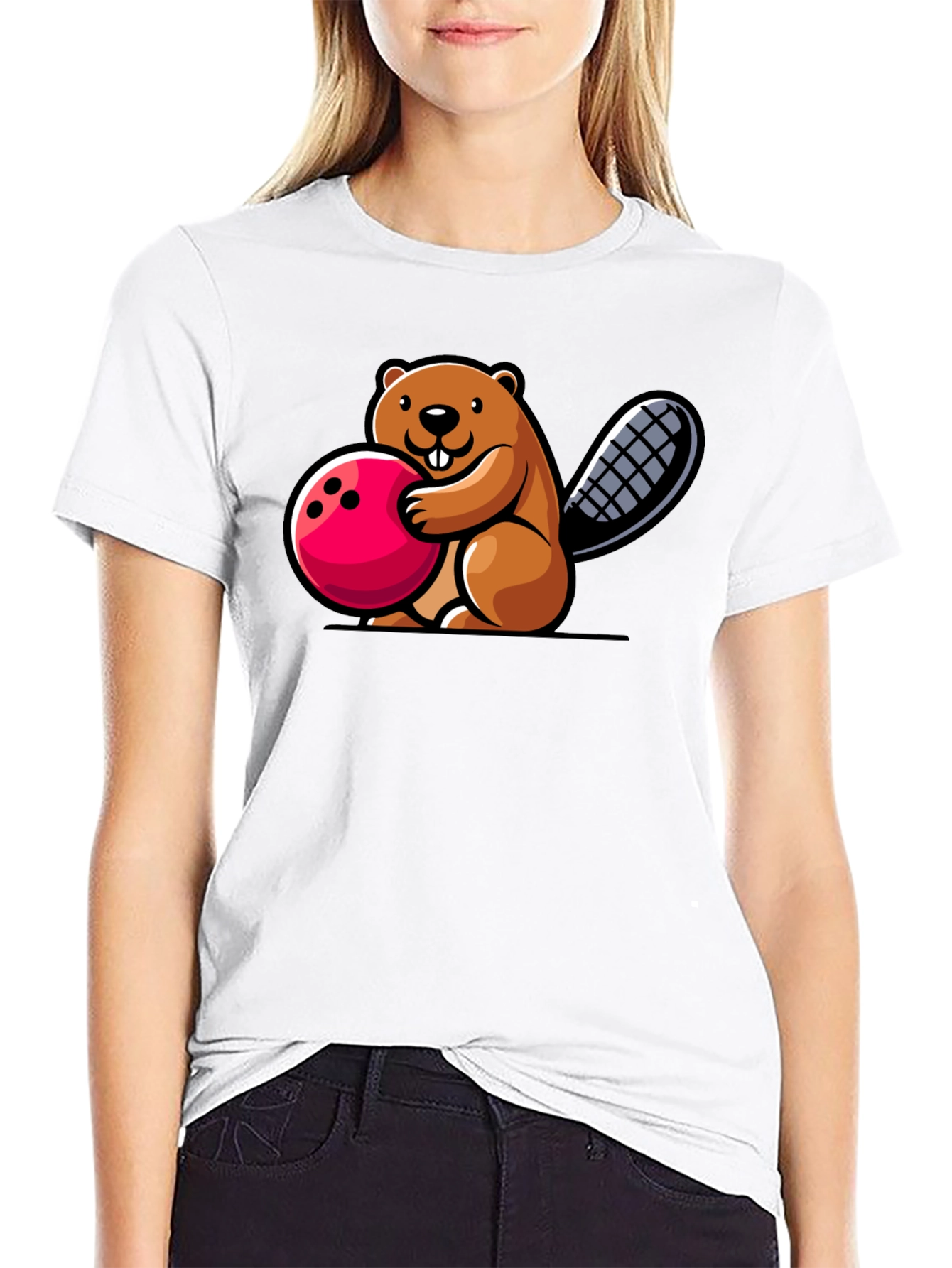 Bowling Beaver Graphic Tee - Fun Unique Design