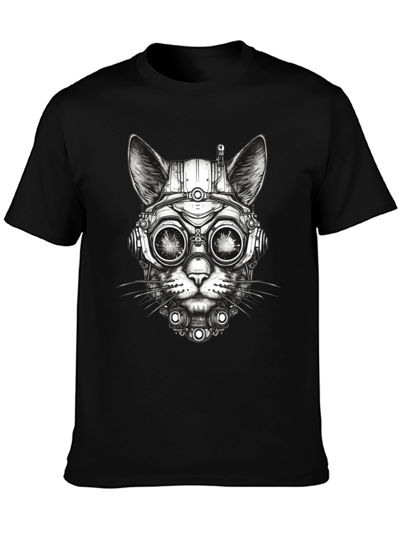 Steampunk Cat T-Shirt - Futuristic Feline Design