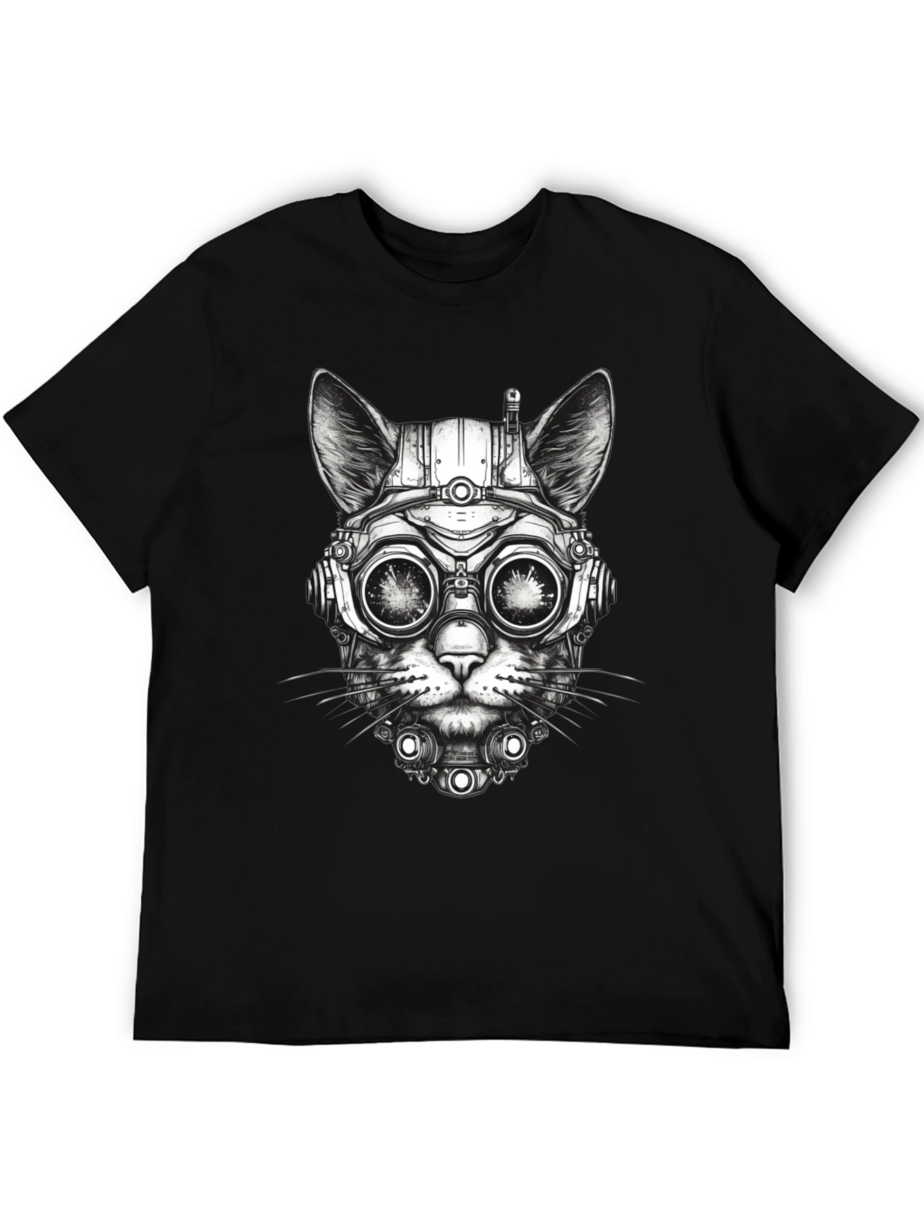 Steampunk Cat T-Shirt - Futuristic Feline Design