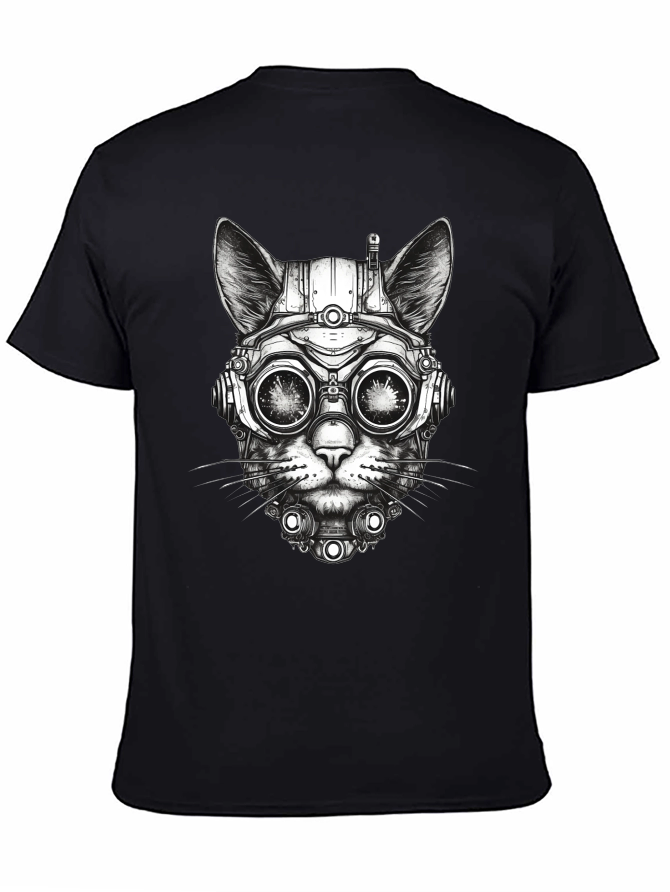 Steampunk Cat T-Shirt - Futuristic Feline Design