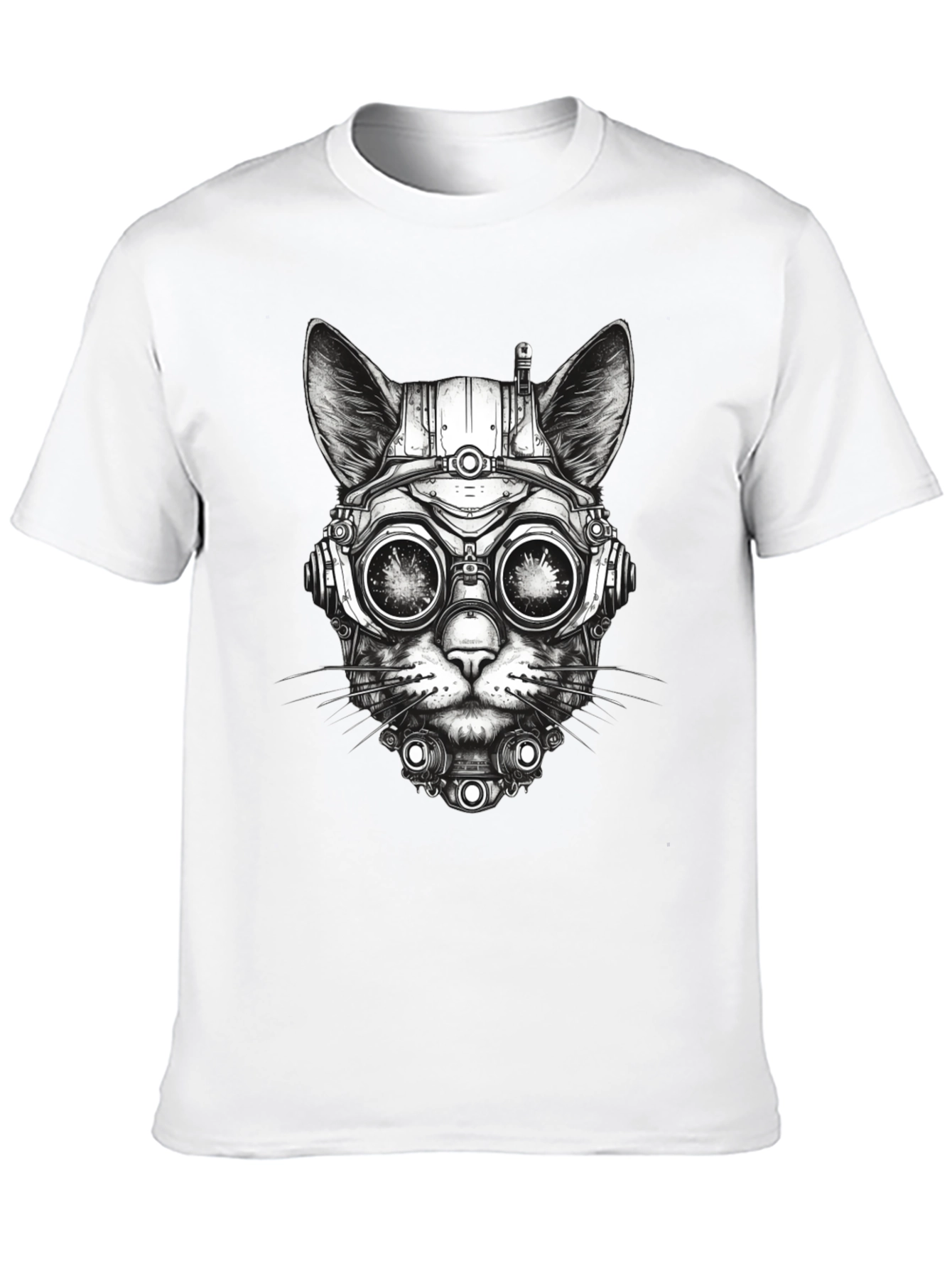 Steampunk Cat T-Shirt - Futuristic Feline Design
