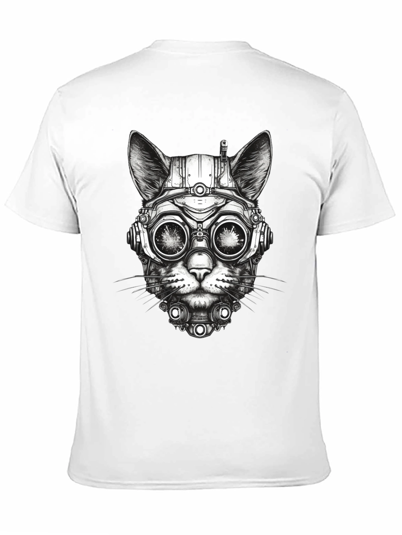 Steampunk Cat T-Shirt - Futuristic Feline Design