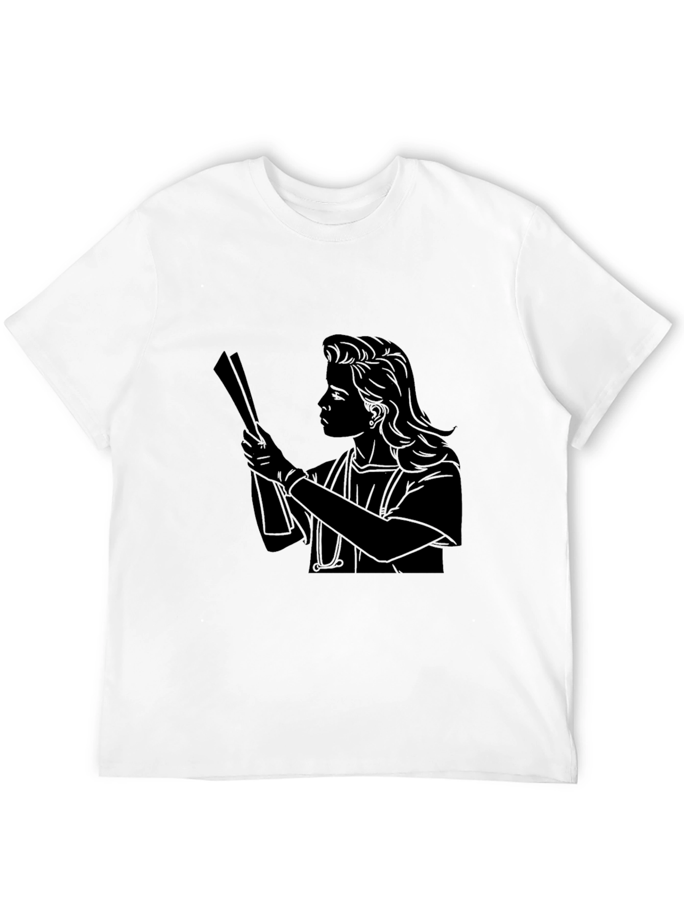 Nurse Silhouette Graphic Tee - Black Cotton T-Shirt