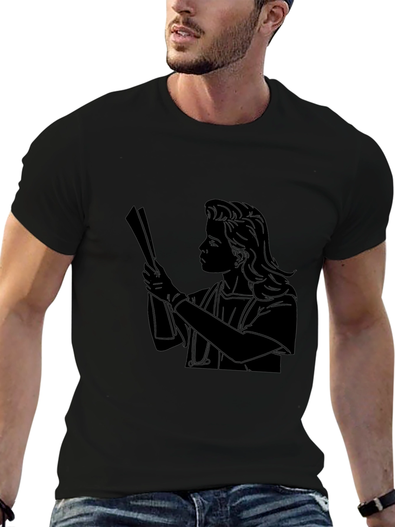 Nurse Silhouette Graphic Tee - Black Cotton T-Shirt