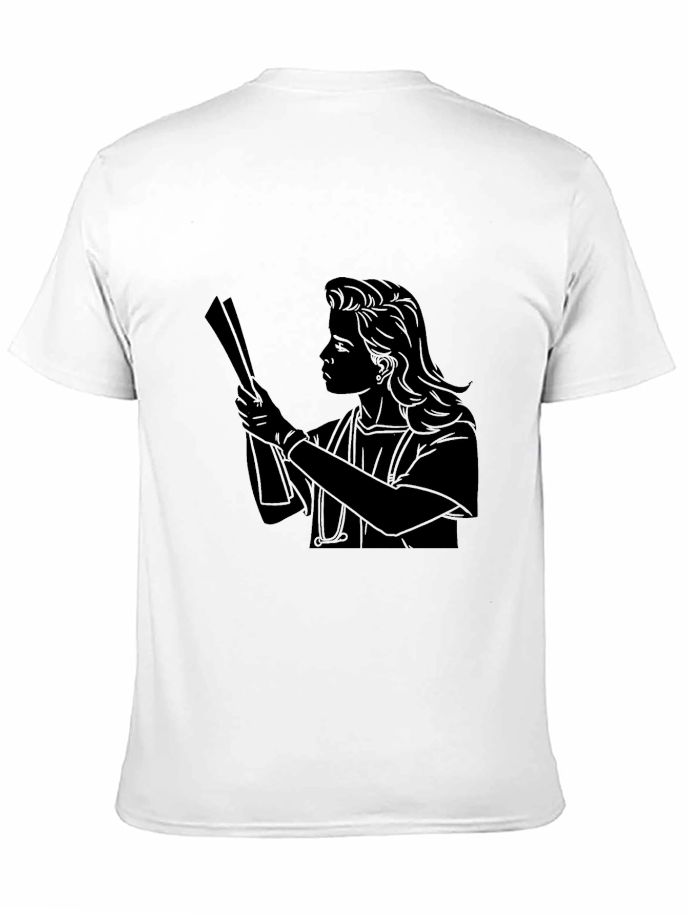 Nurse Silhouette Graphic Tee - Black Cotton T-Shirt