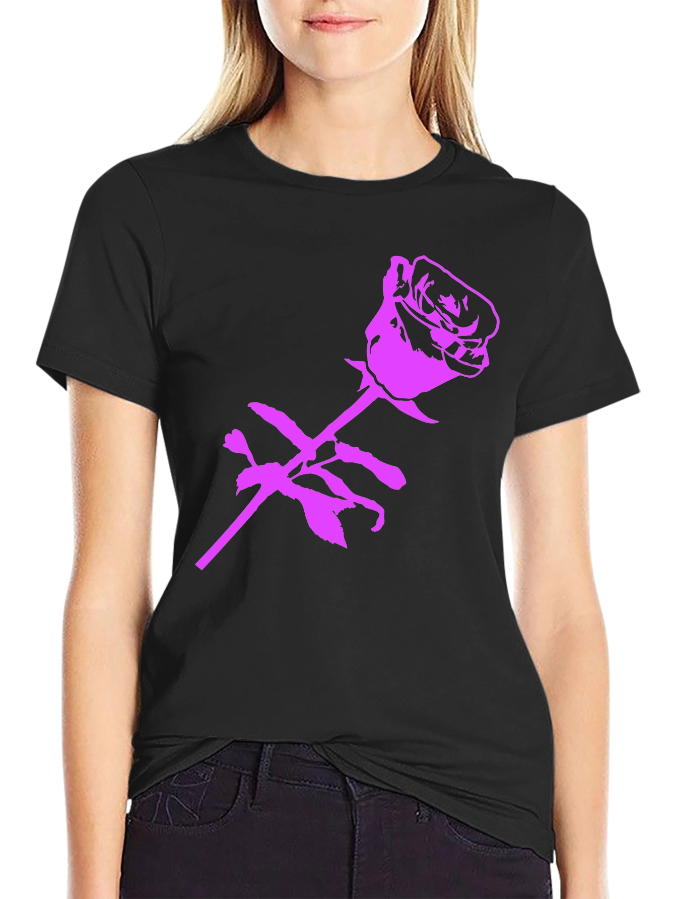 Rose Graphic Black T-Shirt