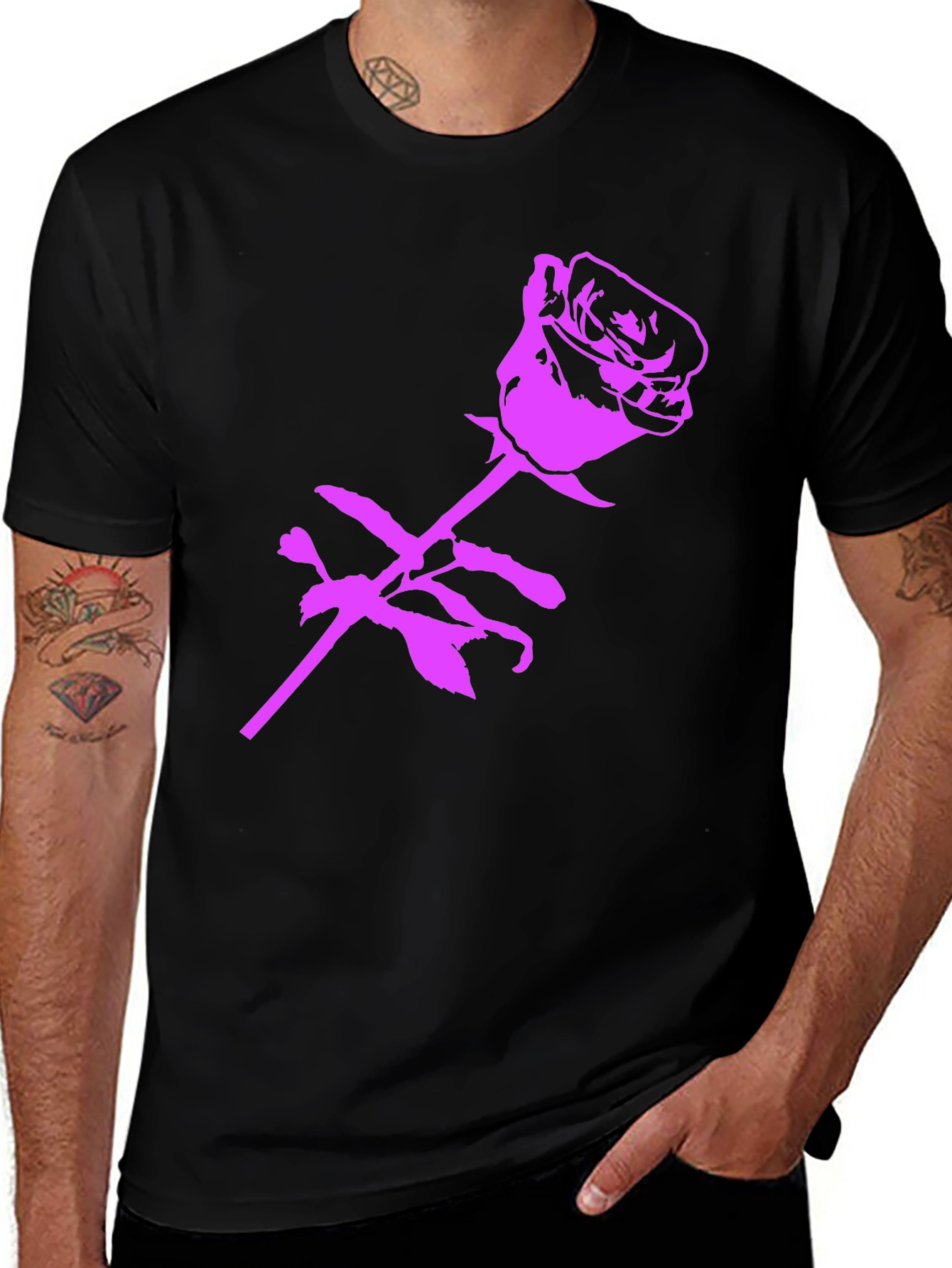 Rose Graphic Black T-Shirt