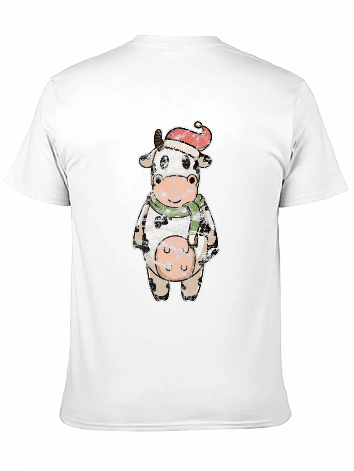 Festive Cow Graphic Tee - Holiday Season Style