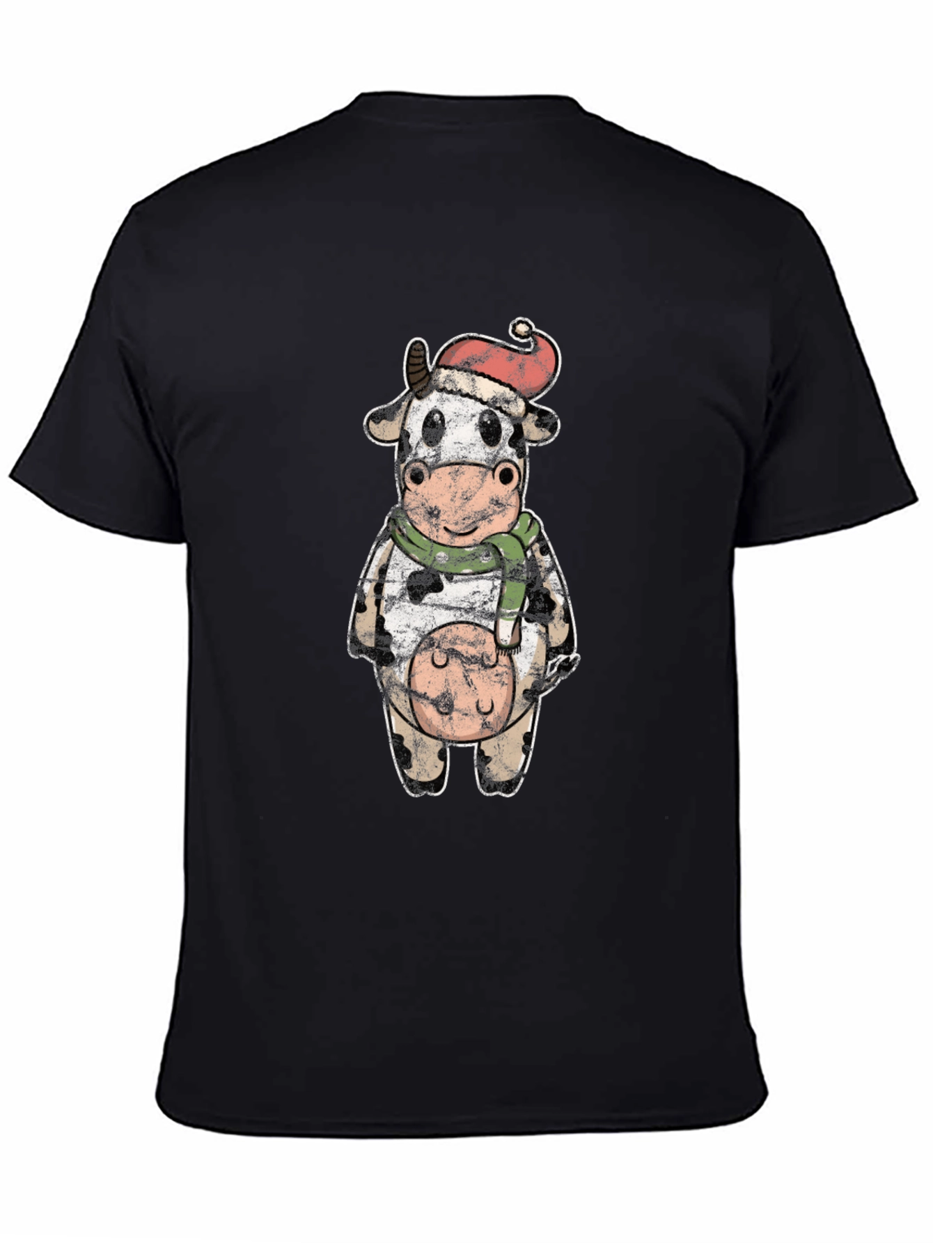 Festive Cow Graphic Tee - Holiday Season Style