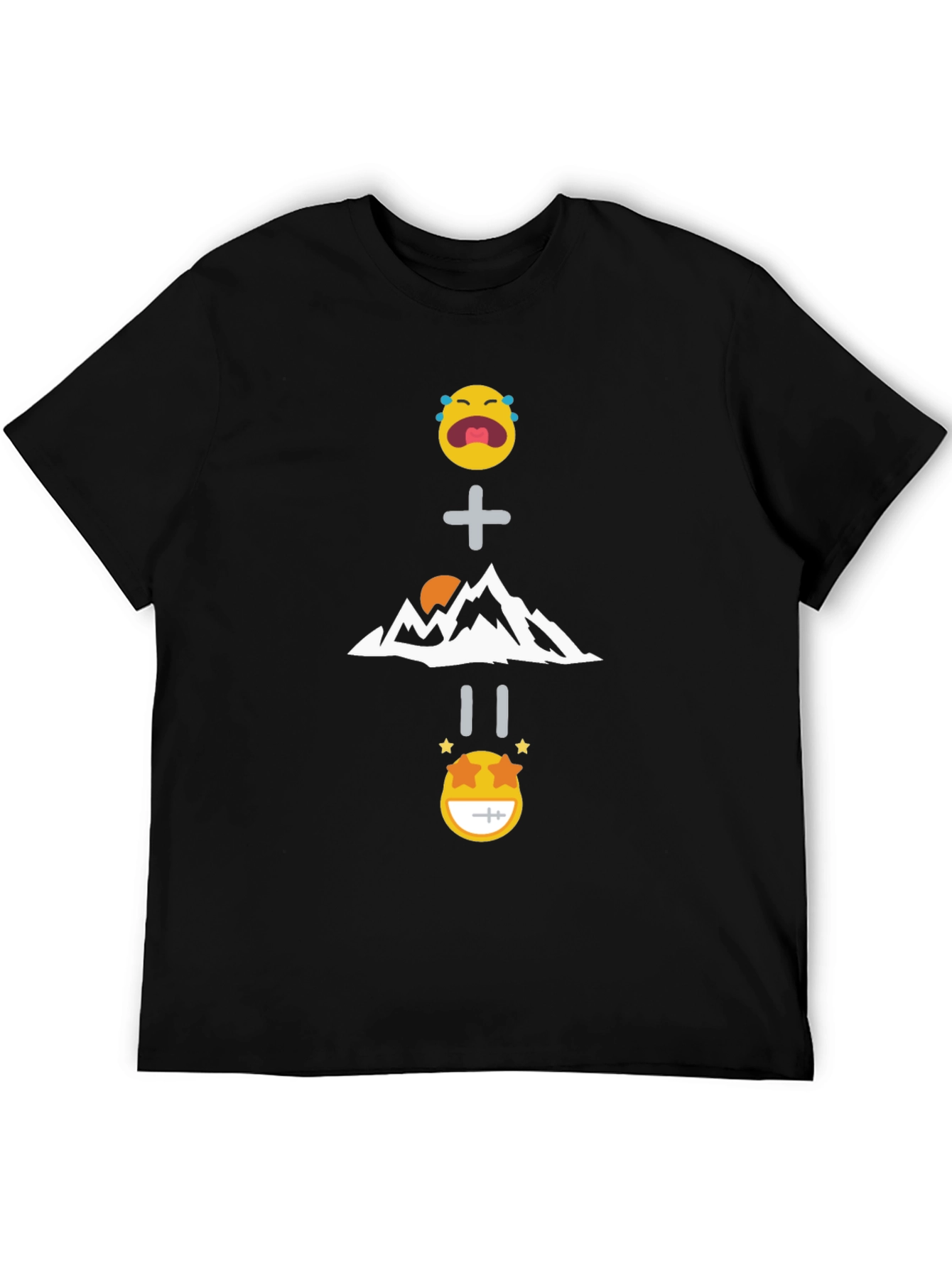 Funny Emoji Mountain Equation Black T-Shirt