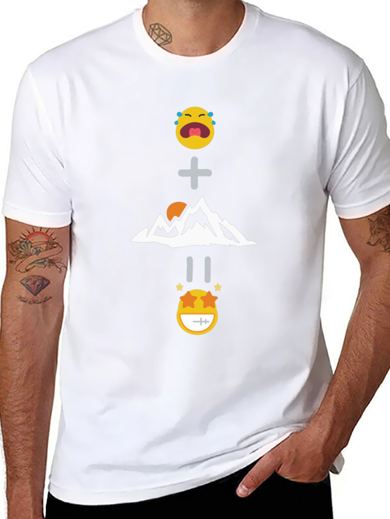 Funny Emoji Mountain Equation Black T-Shirt