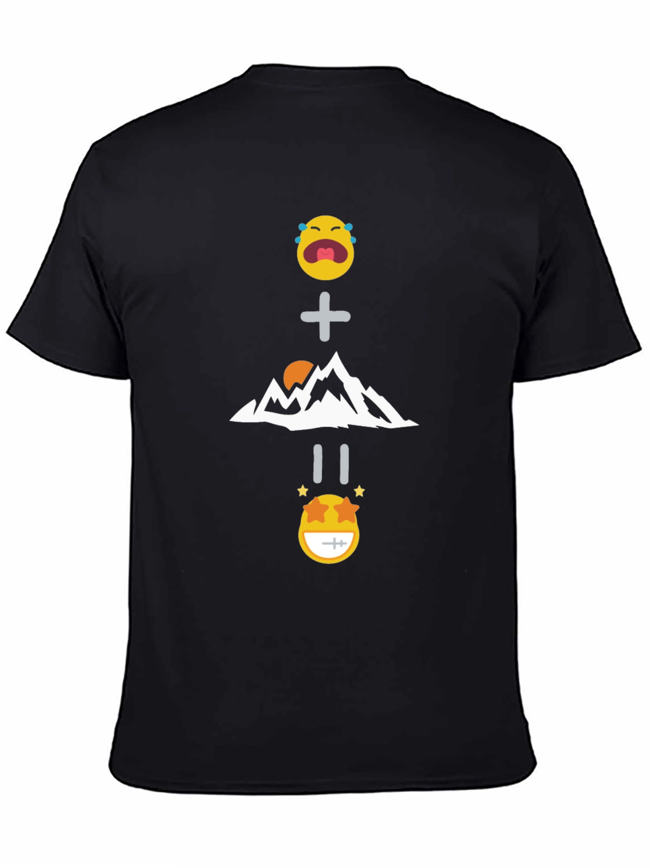 Funny Emoji Mountain Equation Black T-Shirt