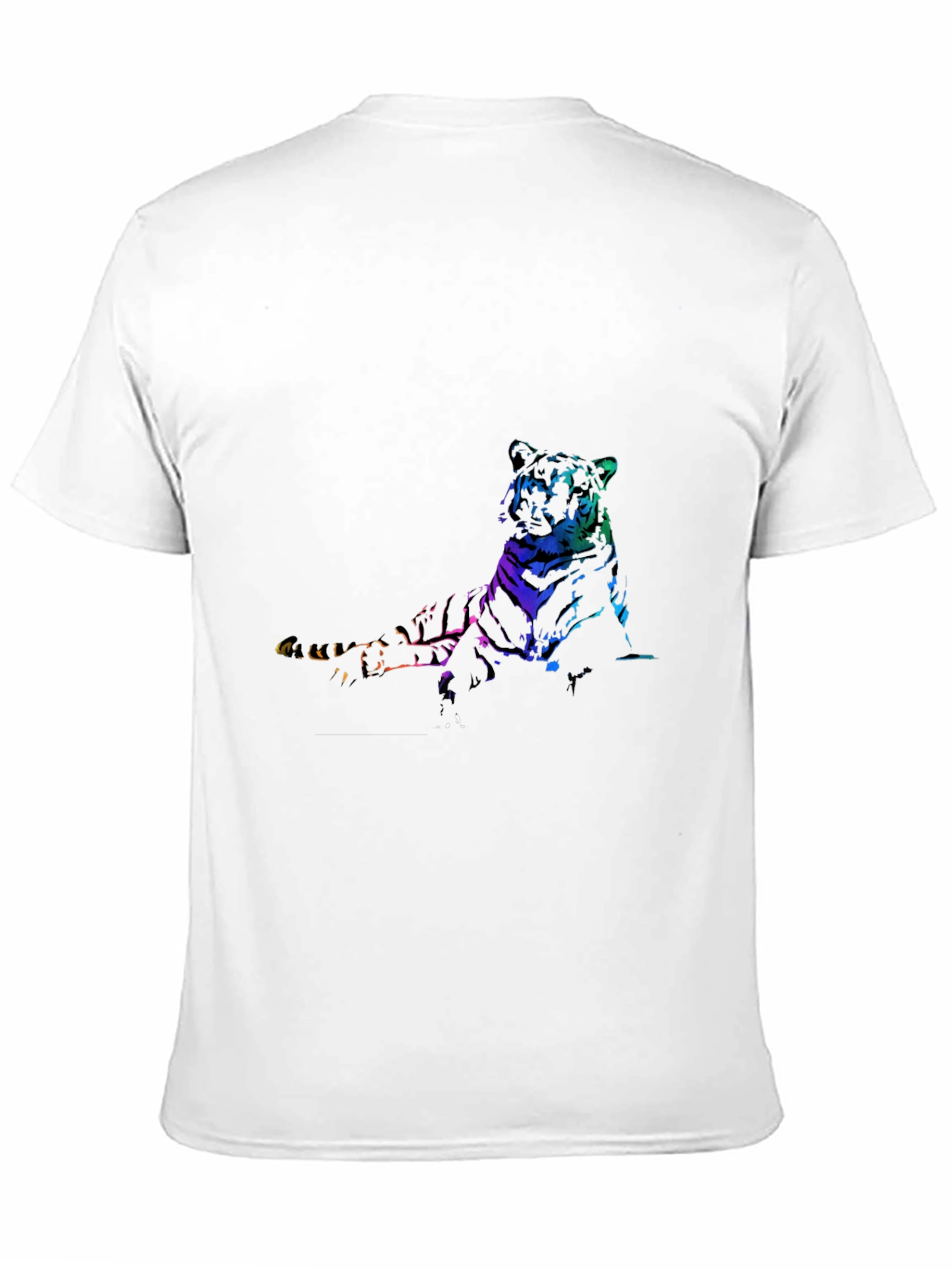 Rainbow Tiger Graphic Print Black T-Shirt