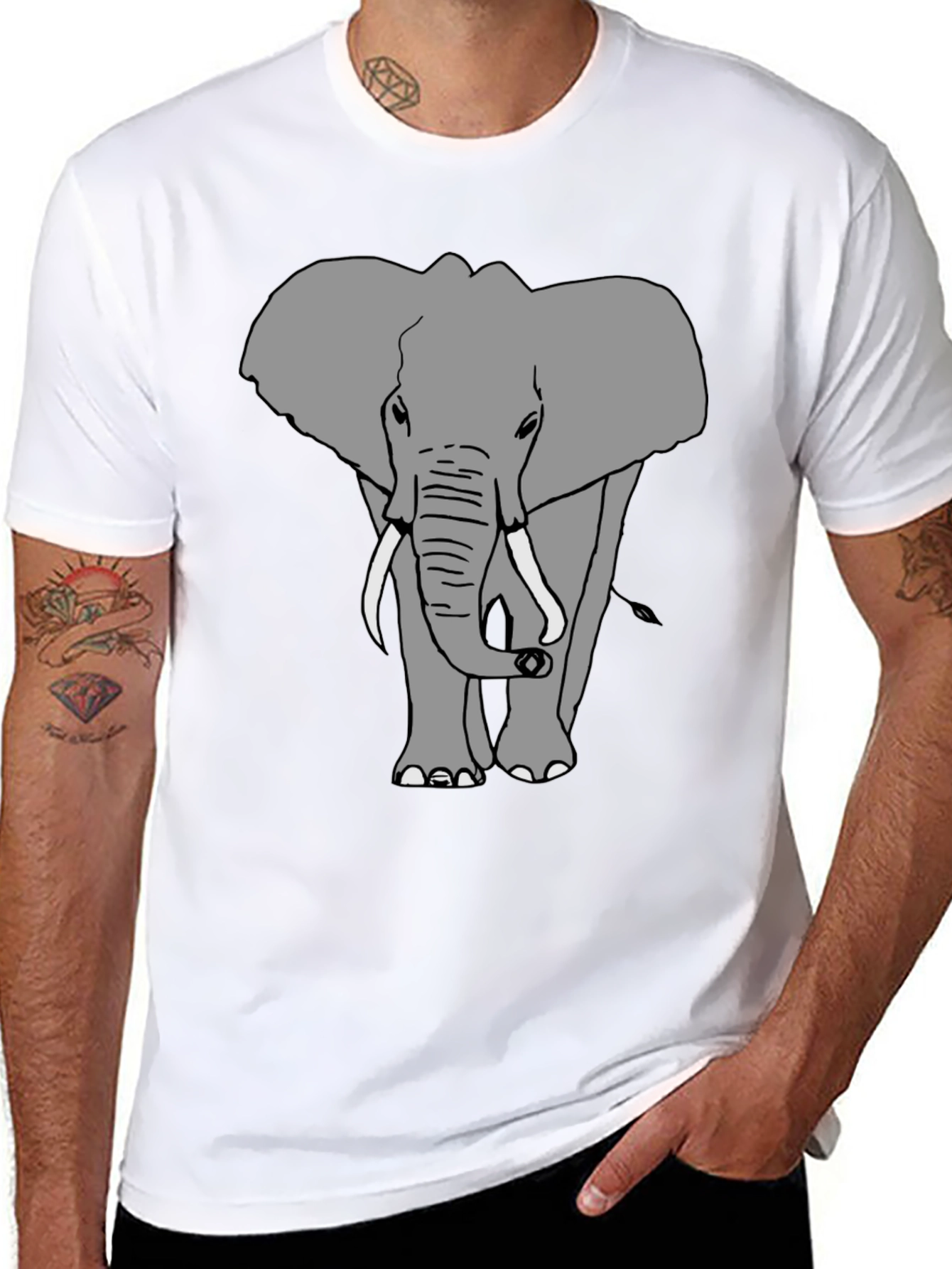 Elephant Graphic Black T-Shirt
