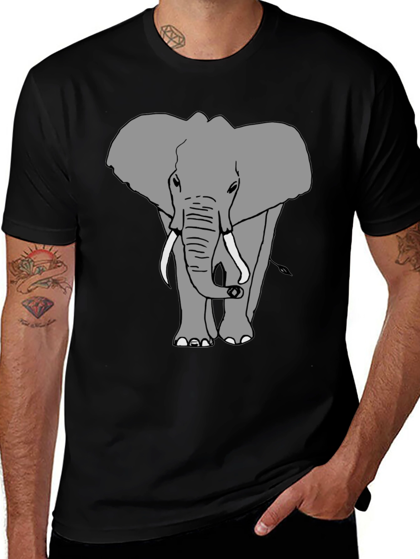 Elephant Graphic Black T-Shirt