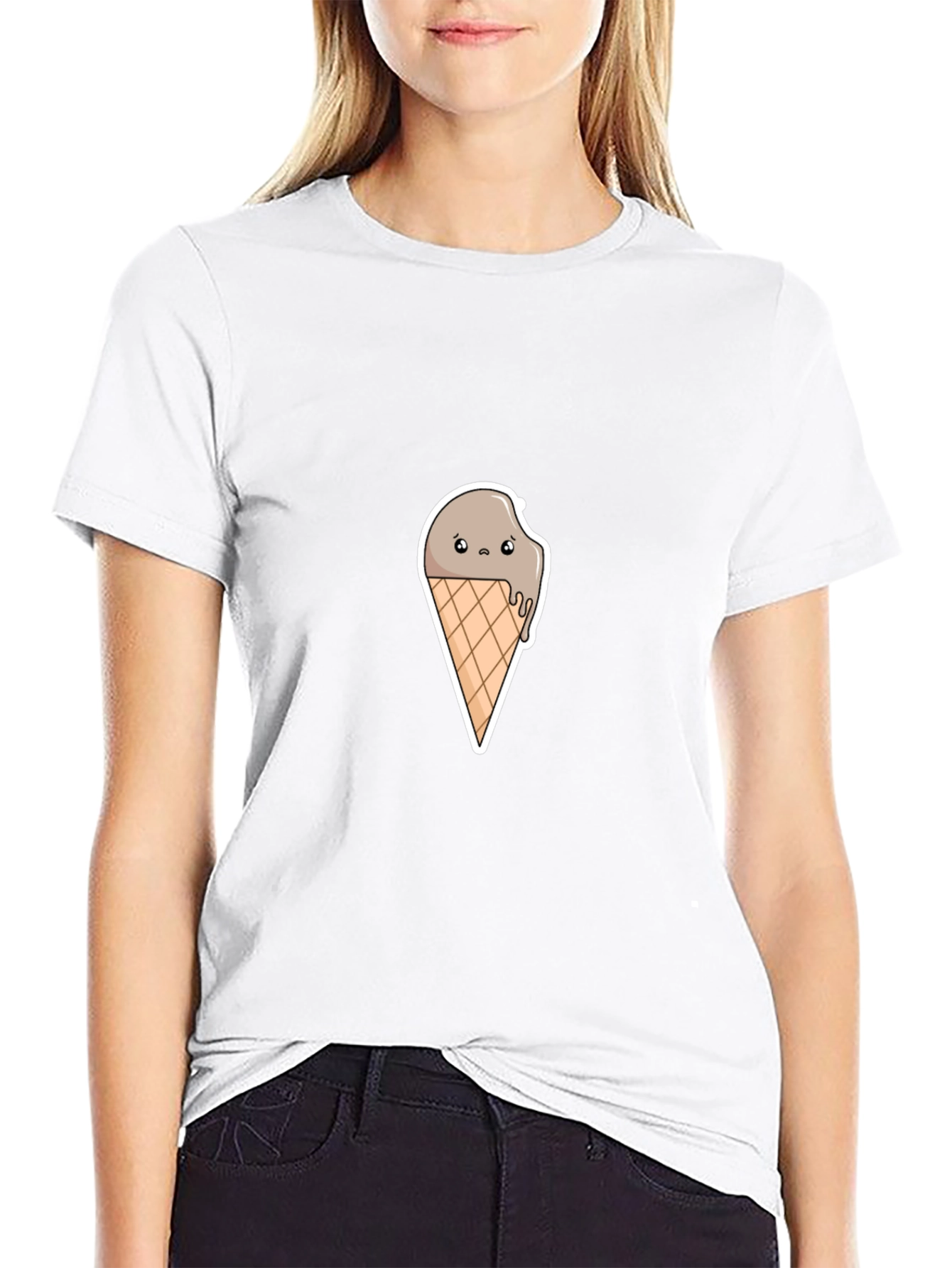 Sad Ice Cream Graphic Tee - Stylish Black T-Shirt