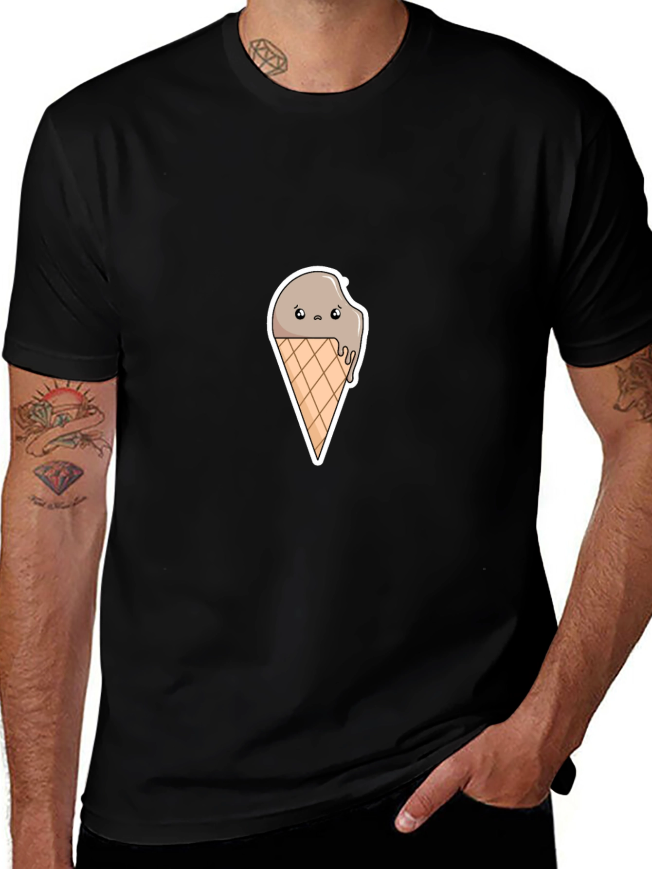 Sad Ice Cream Graphic Tee - Stylish Black T-Shirt