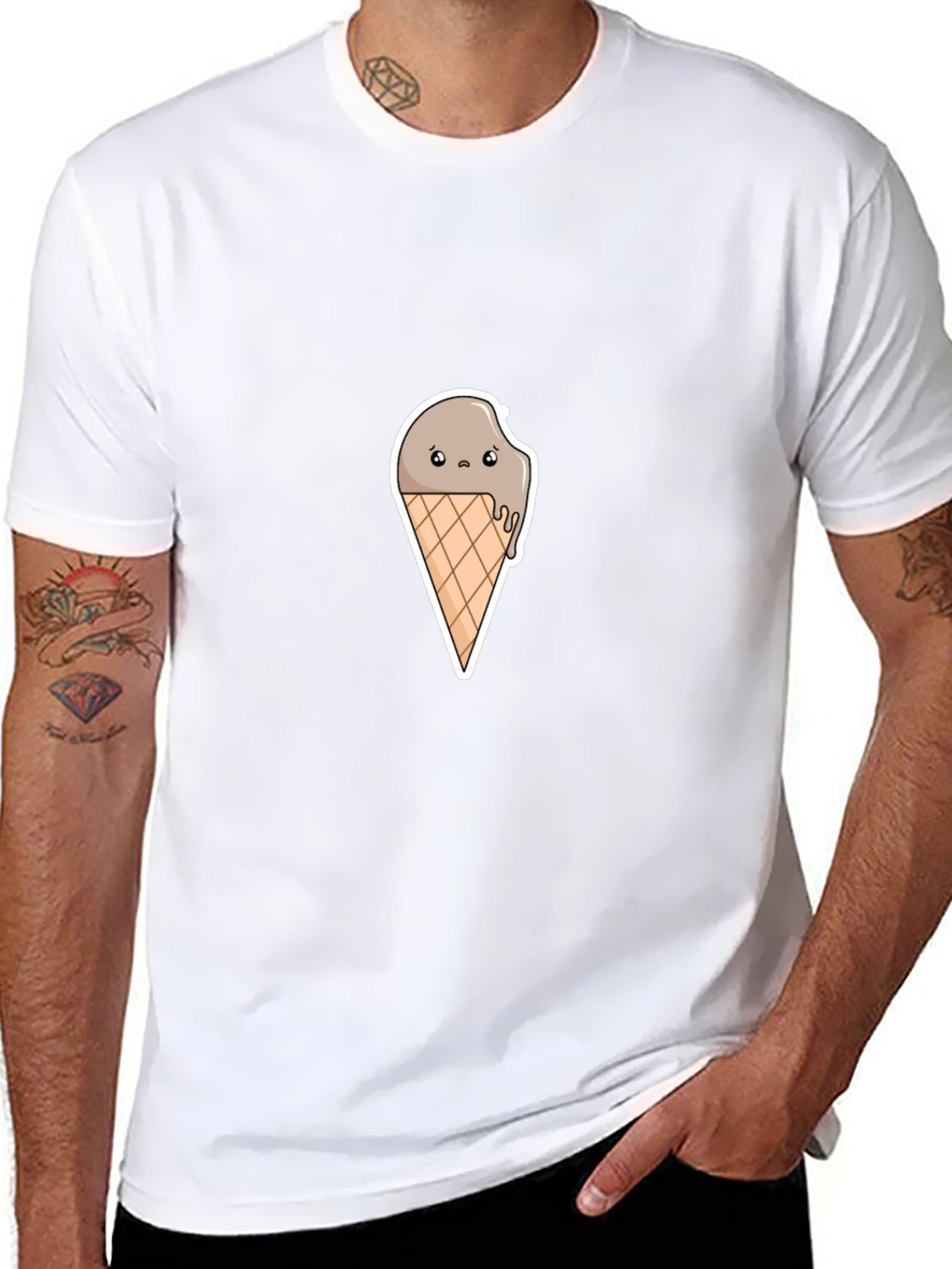 Sad Ice Cream Graphic Tee - Stylish Black T-Shirt