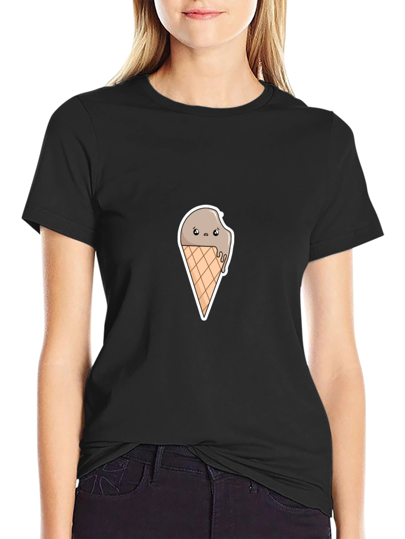 Sad Ice Cream Graphic Tee - Stylish Black T-Shirt