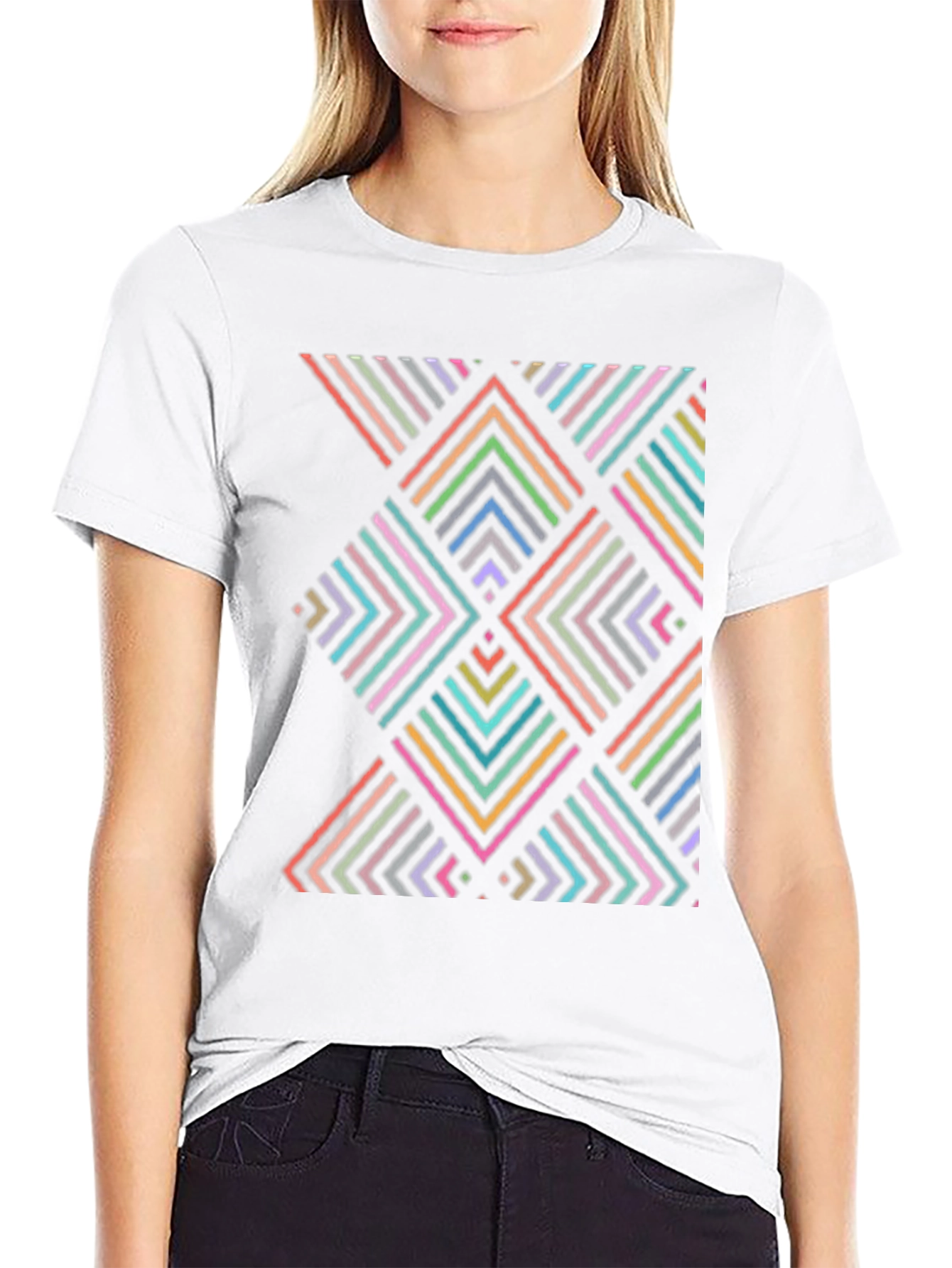 Geometric Arrow Pattern T-Shirt - Black