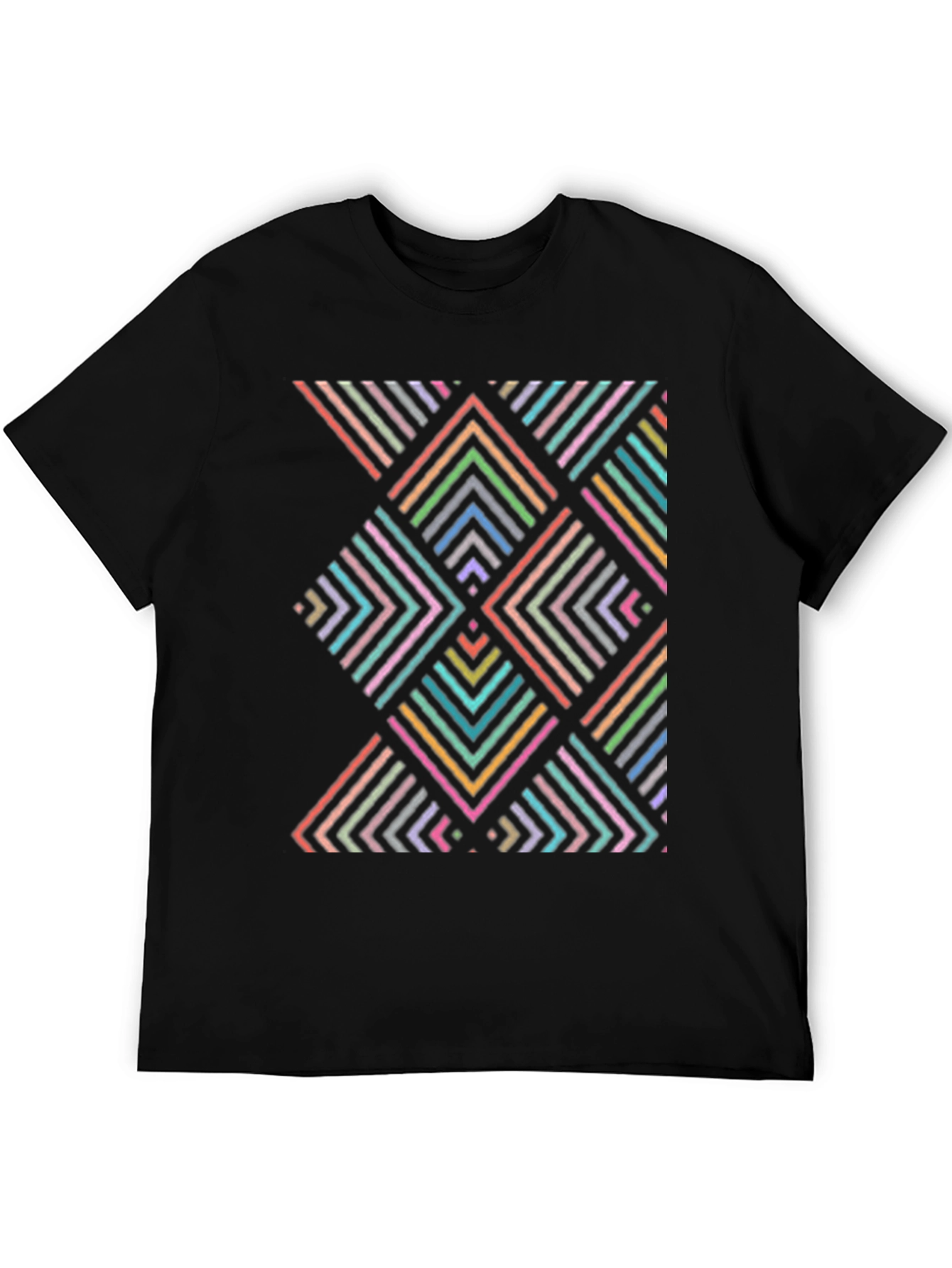 Geometric Arrow Pattern T-Shirt - Black