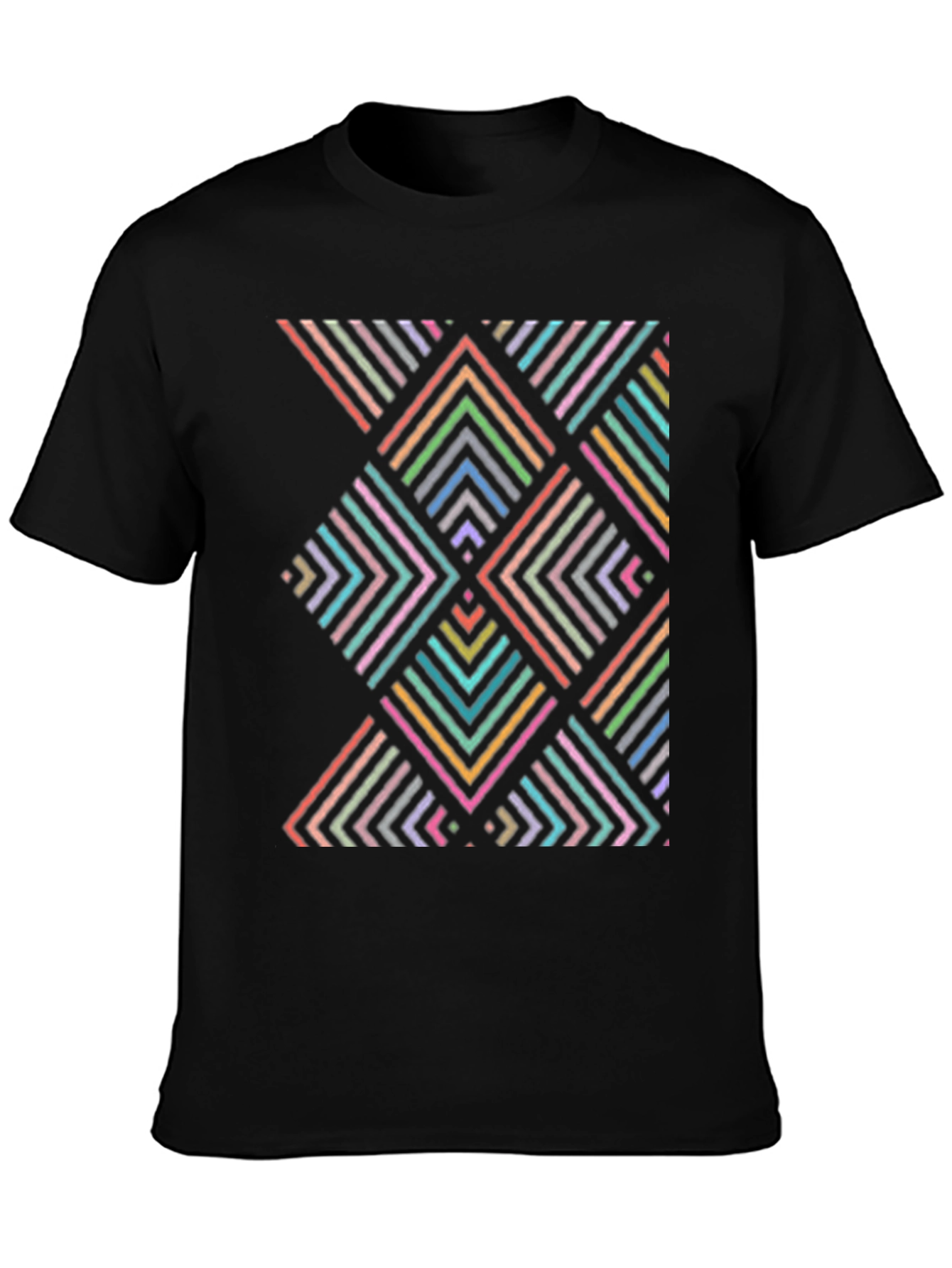 Geometric Arrow Pattern T-Shirt - Black