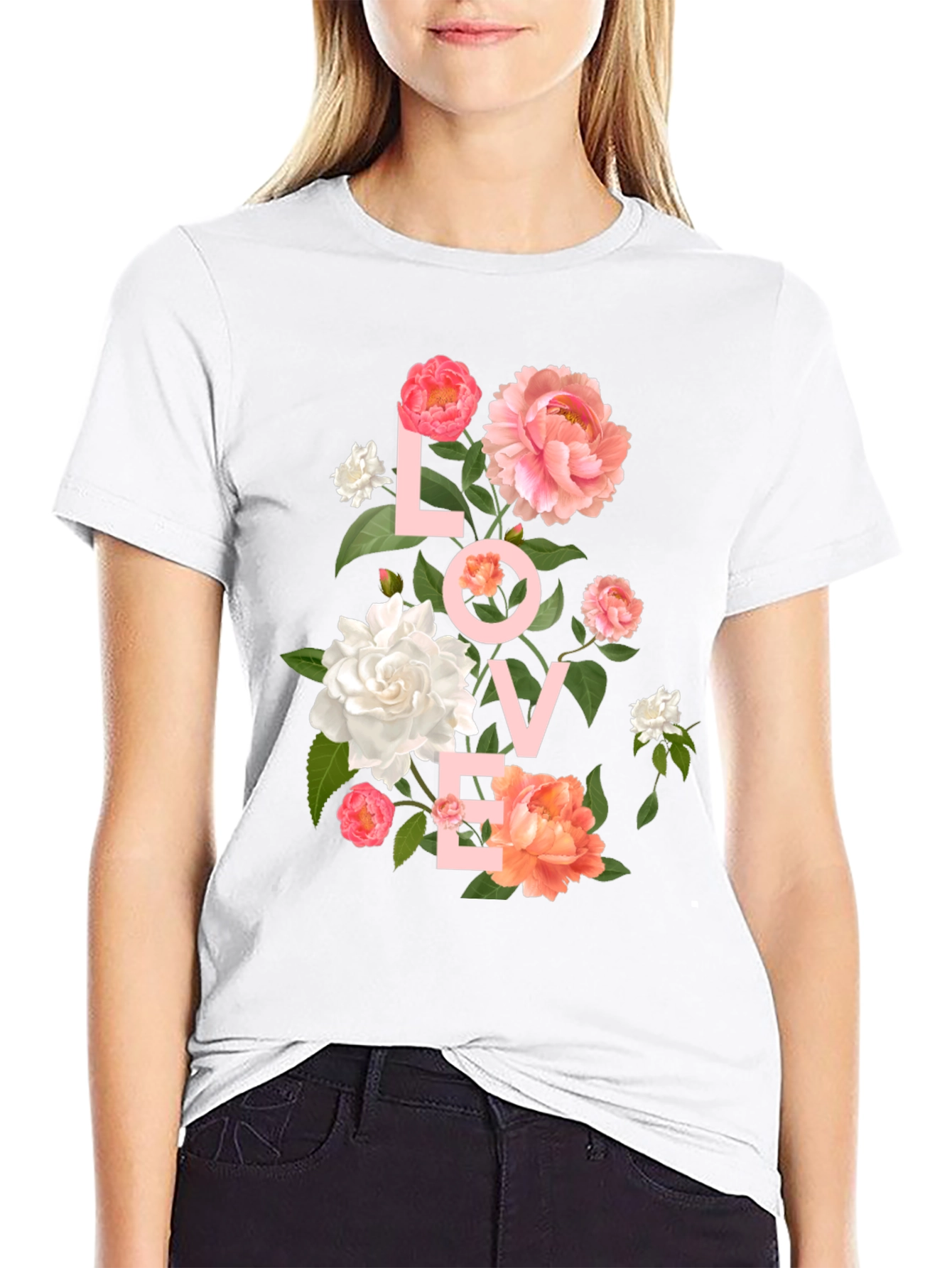Floral LOVE T-Shirt - Stylish Graphic Tee