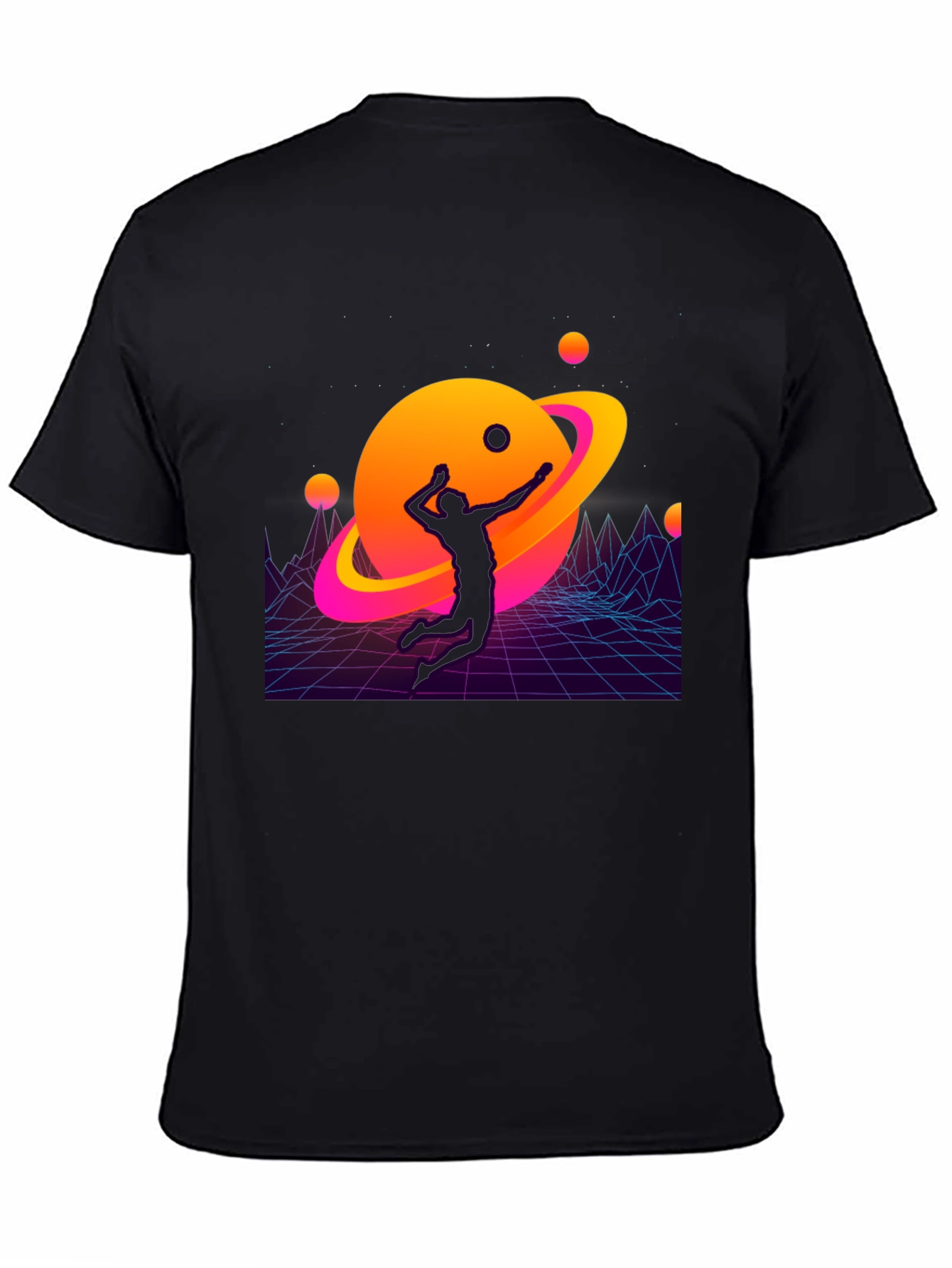Retro Planet Volleyball Graphic T-Shirt