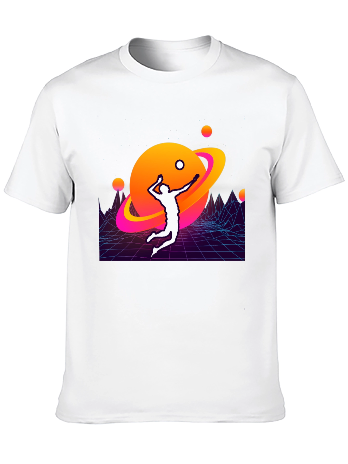 Retro Planet Volleyball Graphic T-Shirt