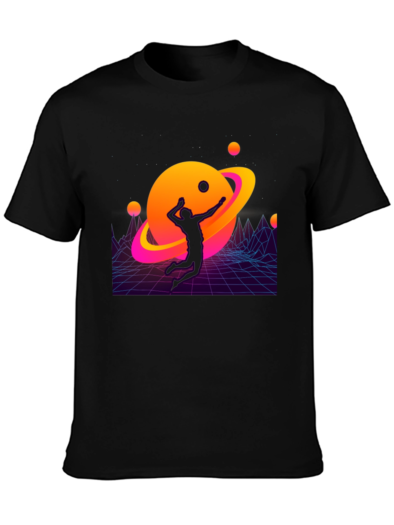 Retro Planet Volleyball Graphic T-Shirt