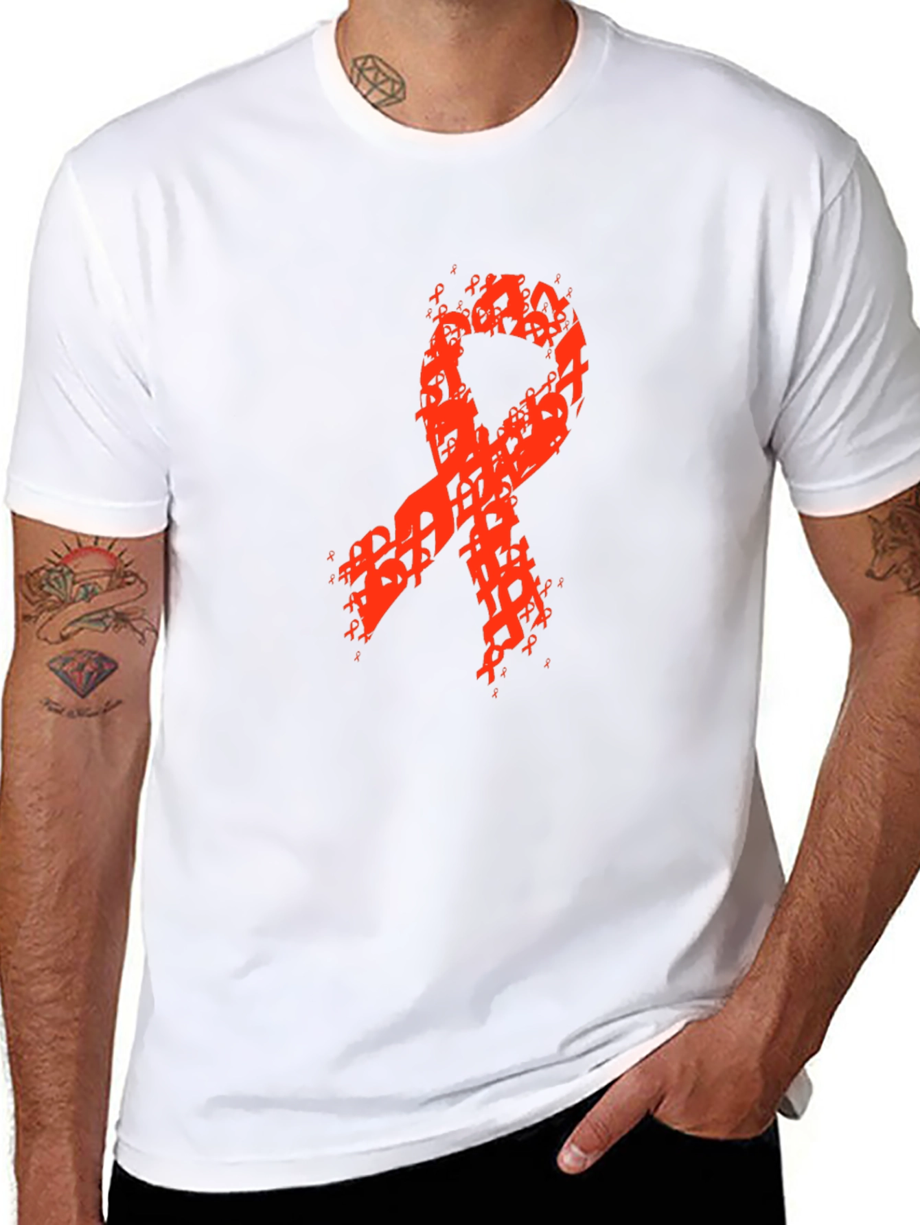 Red Ribbon Awareness Graphic Black T-Shirt