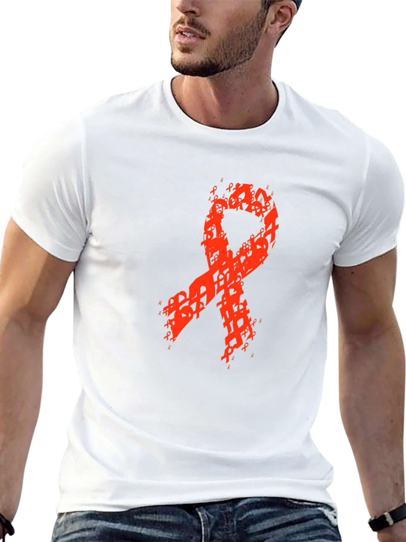 Red Ribbon Awareness Graphic Black T-Shirt