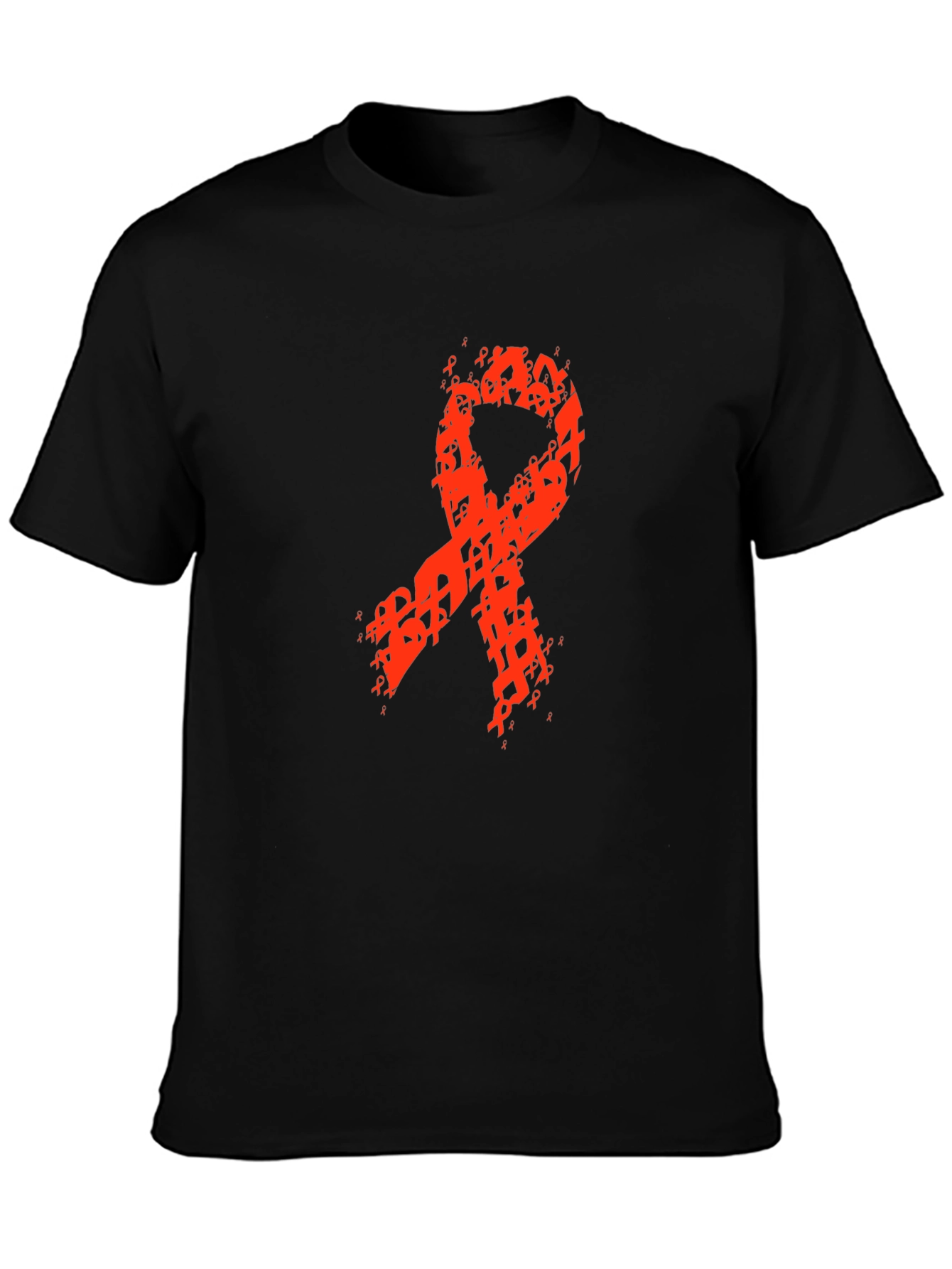 Red Ribbon Awareness Graphic Black T-Shirt