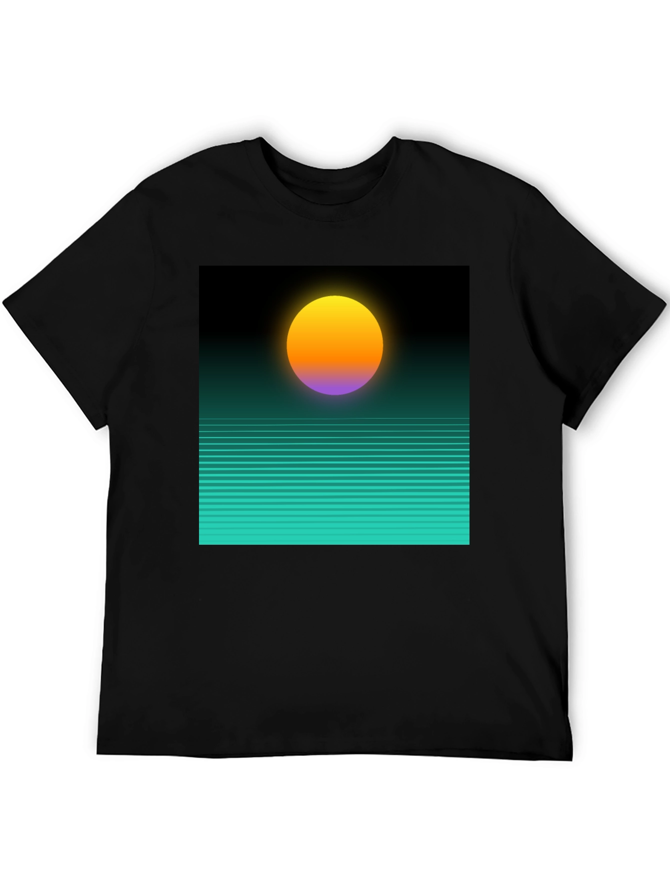 Retro Sunset Graphic Tee - Black