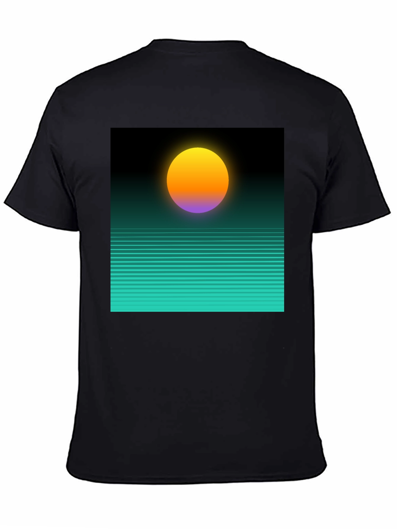 Retro Sunset Graphic Tee - Black