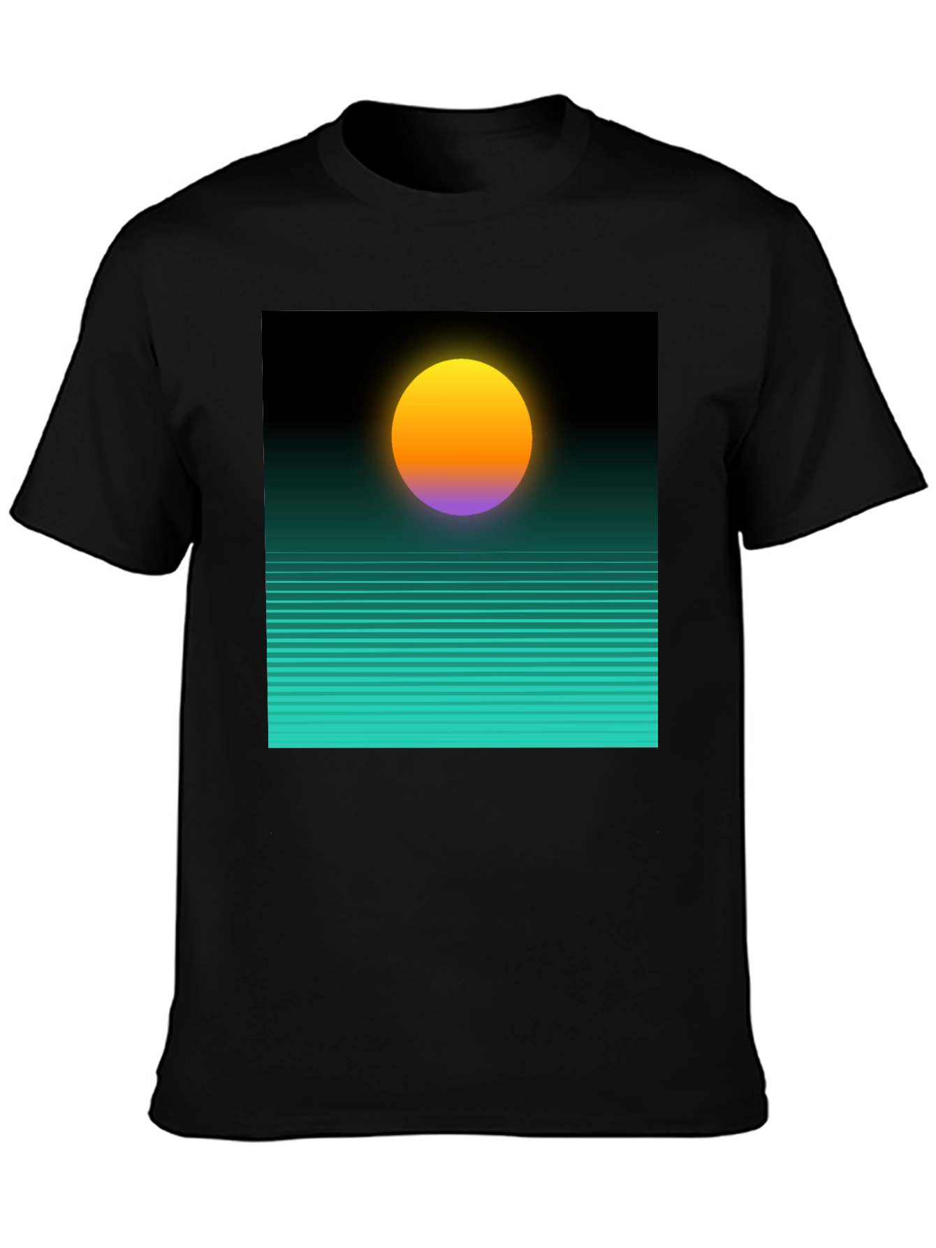 Retro Sunset Graphic Tee - Black