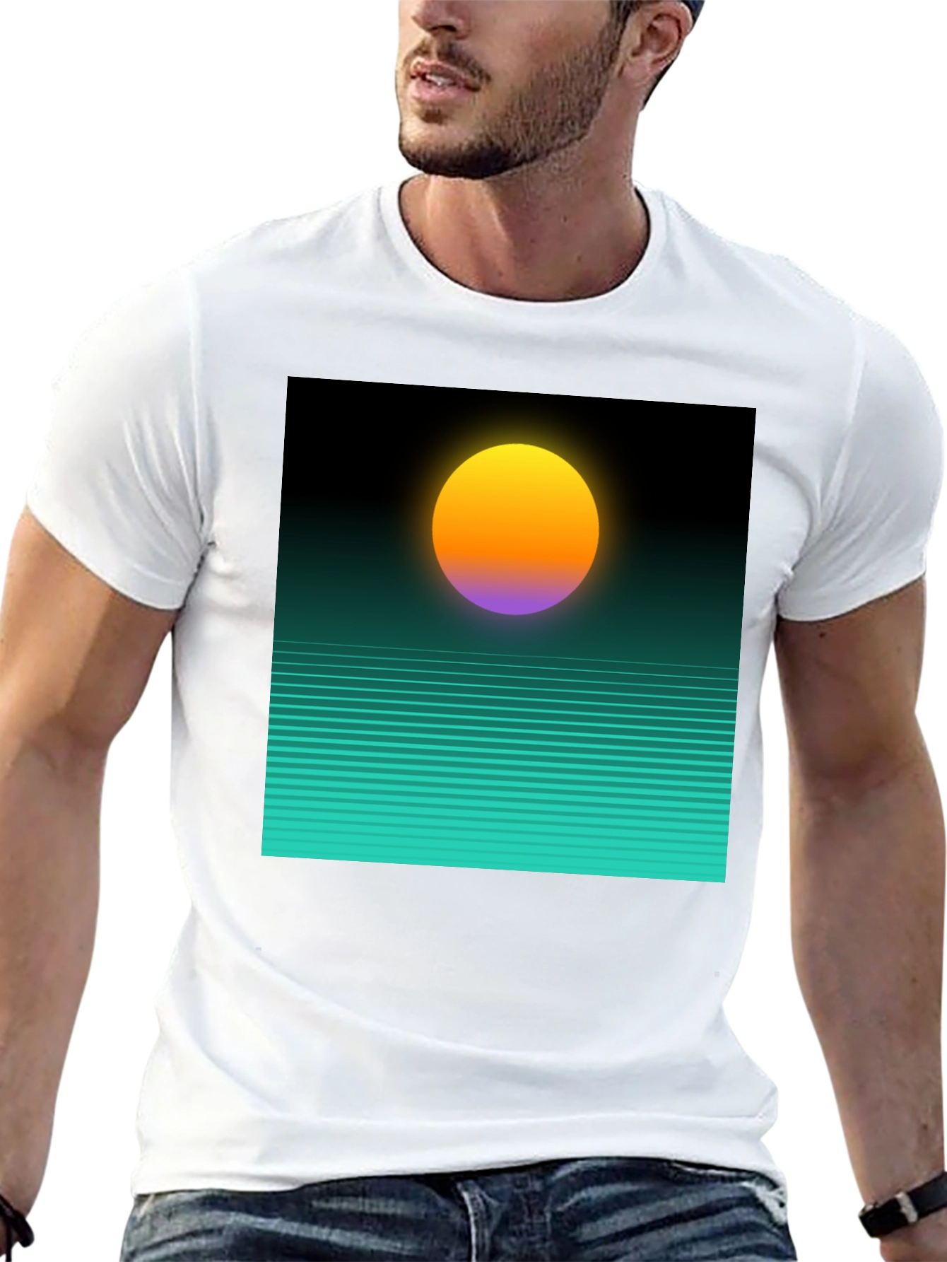 Retro Sunset Graphic Tee - Black