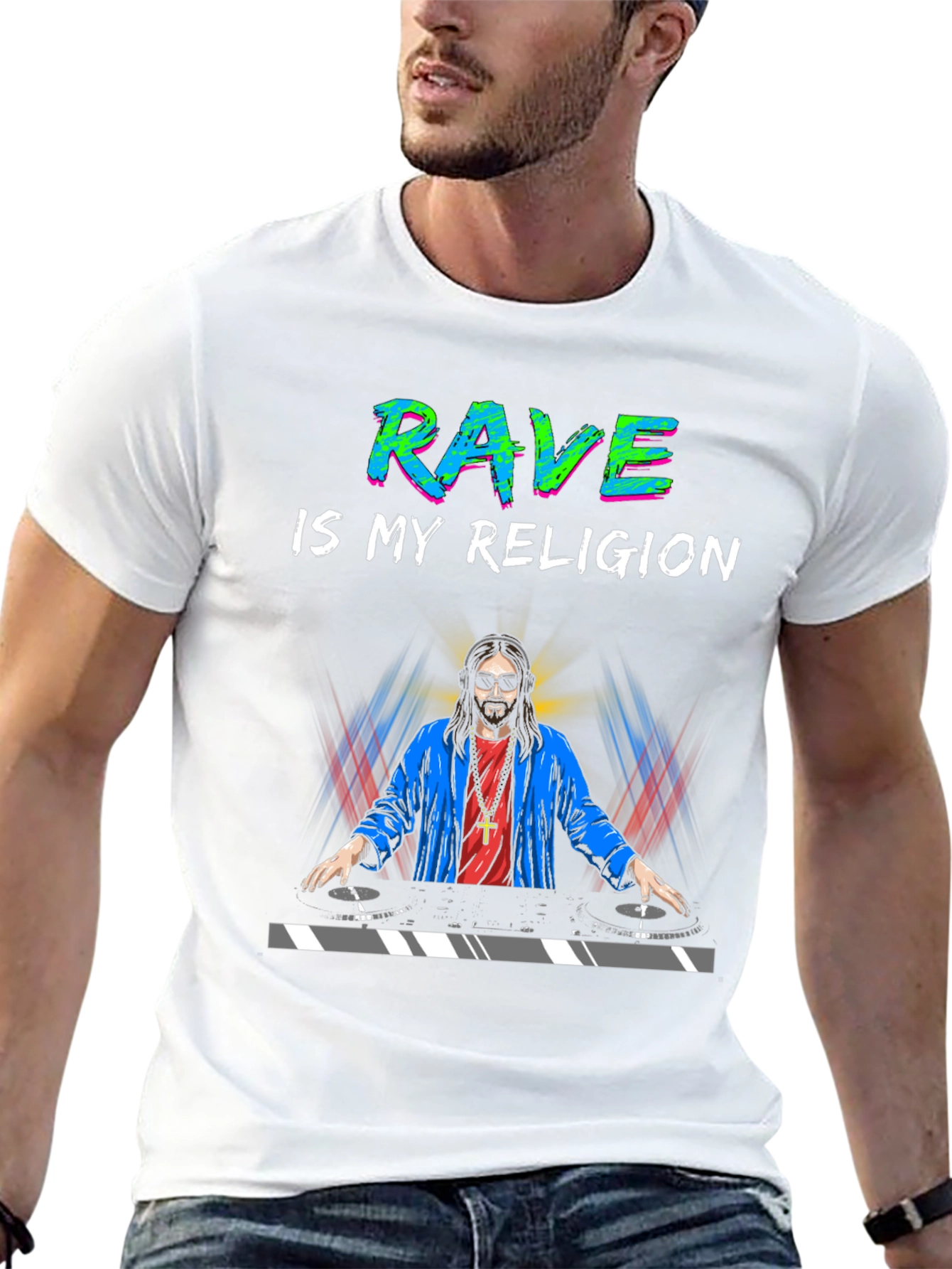 Rave is My Religion DJ Jesus Graphic T-Shirt