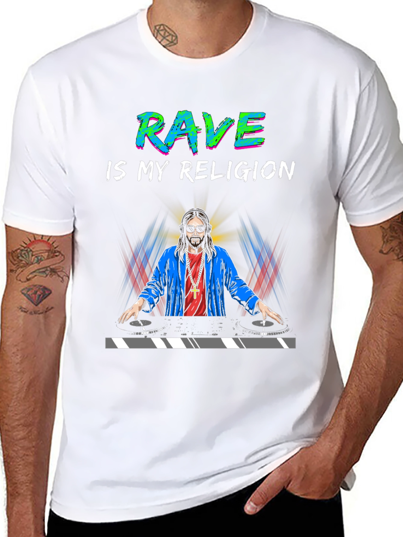 Rave is My Religion DJ Jesus Graphic T-Shirt