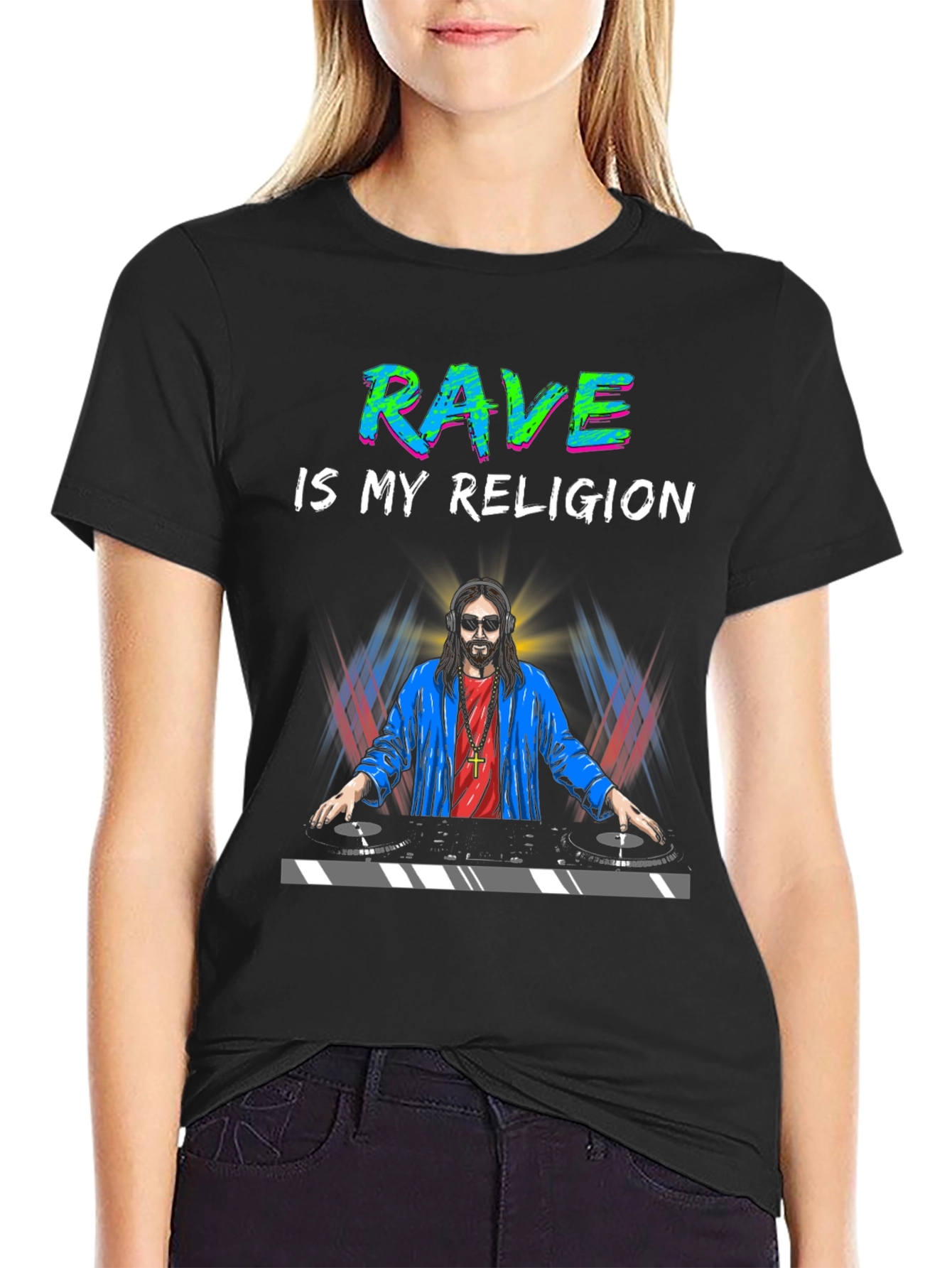 Rave is My Religion DJ Jesus Graphic T-Shirt