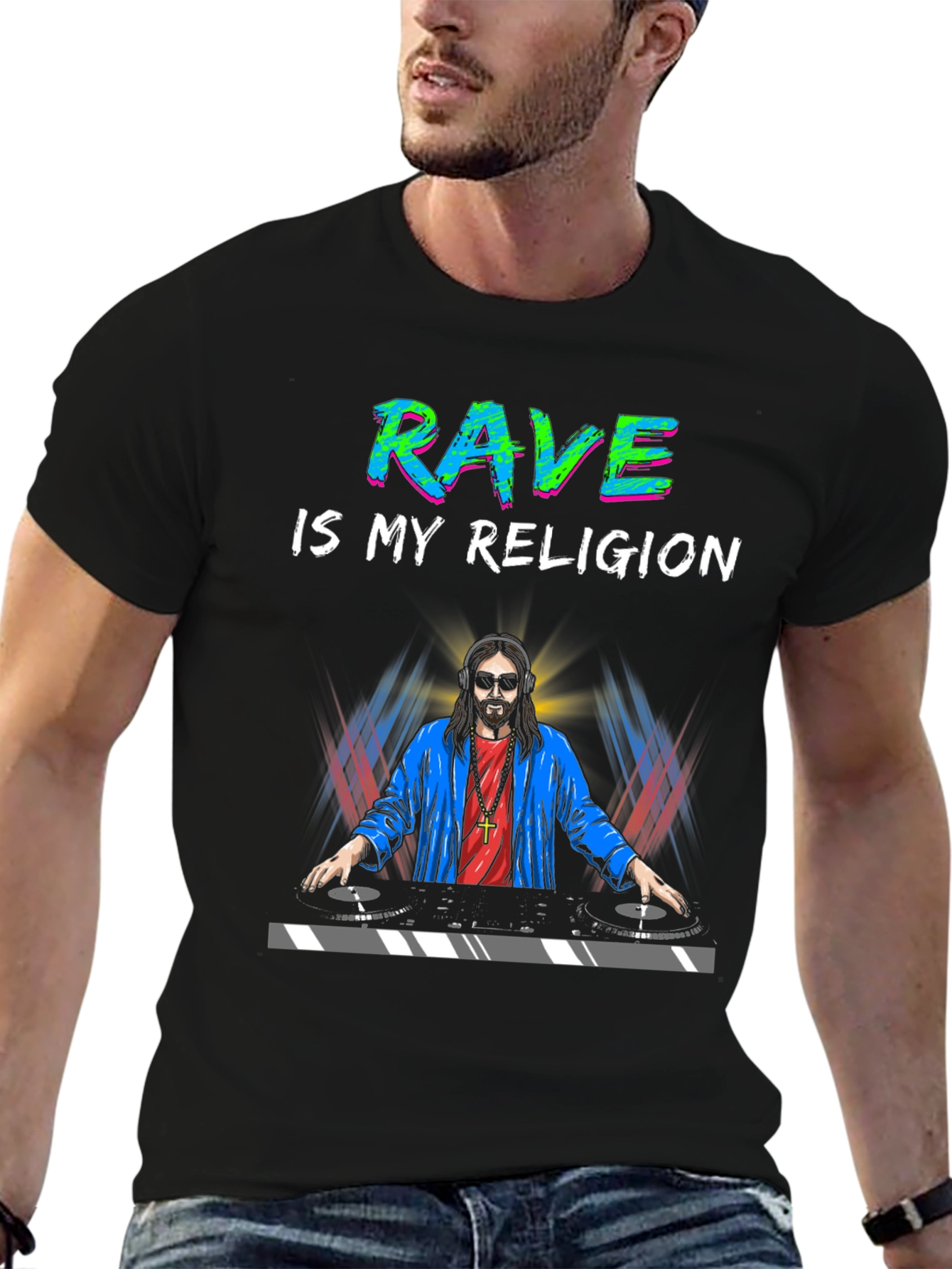 Rave is My Religion DJ Jesus Graphic T-Shirt